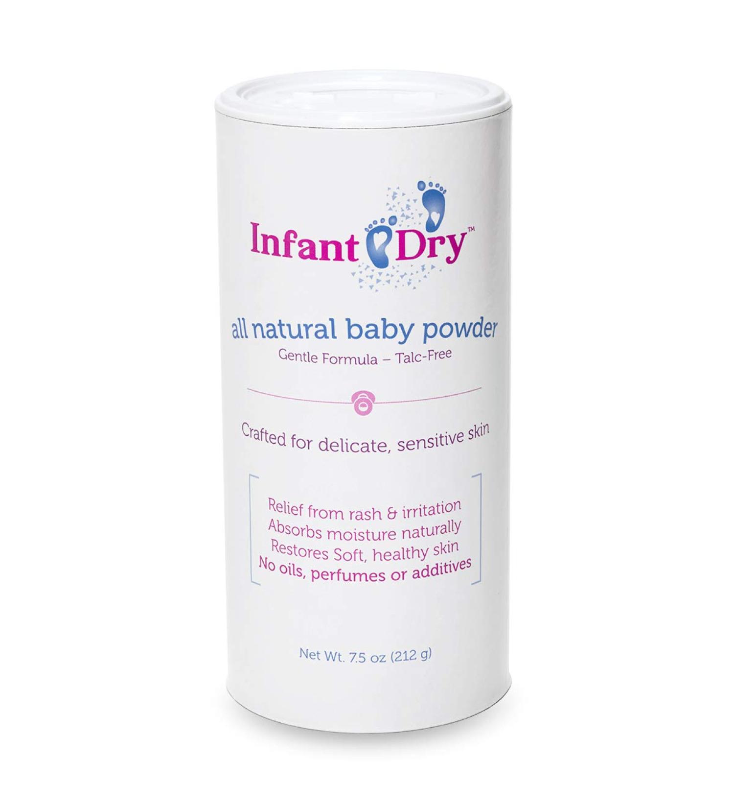 Infant Dry All Natural Baby Powder (7.5oz) | Gentle Formula Talc Free | All Natural and Unscented Dusting Powder for Sensitive Baby Skin - Buy Online on SooperMarket.com