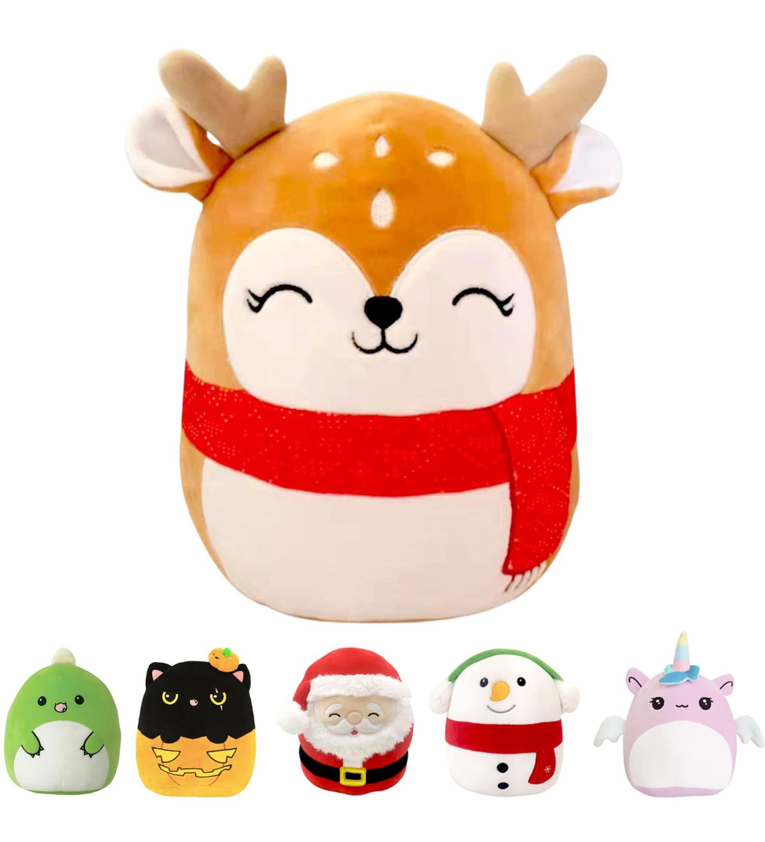 20cm Christmas Reindeer Plush Pillow - 3D Cute Stuffed Toy for Kids | Soft Holiday Gift and Home Decor - Buy Online on SooperMarket.com