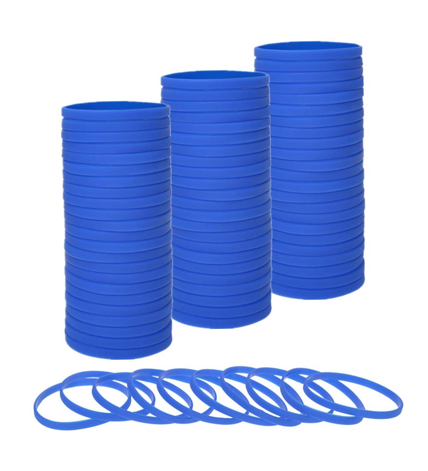 100 PCS Thin Blue Silicone Bracelets - Elastic Rubber Wristbands for Women, Men, Teens - Buy Online on SooperMarket.com