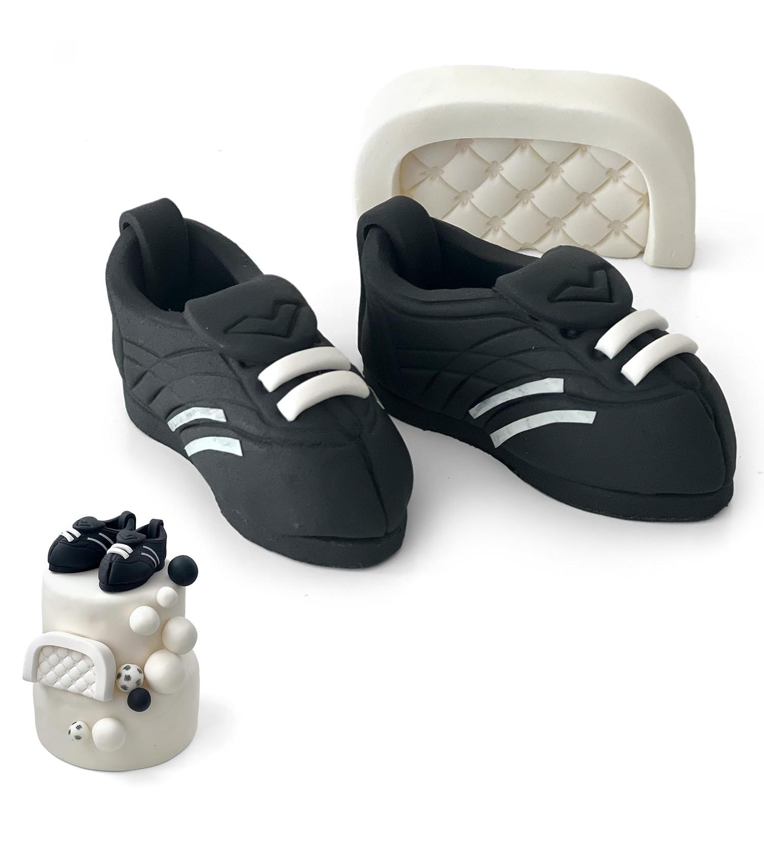 SugarArt Football Boot Set Edible Cake Topper - (Black) Handmade Football Cake Decorations - Fondant Butter Cream & Icing Sugar Cakes - Sugar Made Football Cake Toppers Contains Food Colors - Buy Online on SooperMarket.com