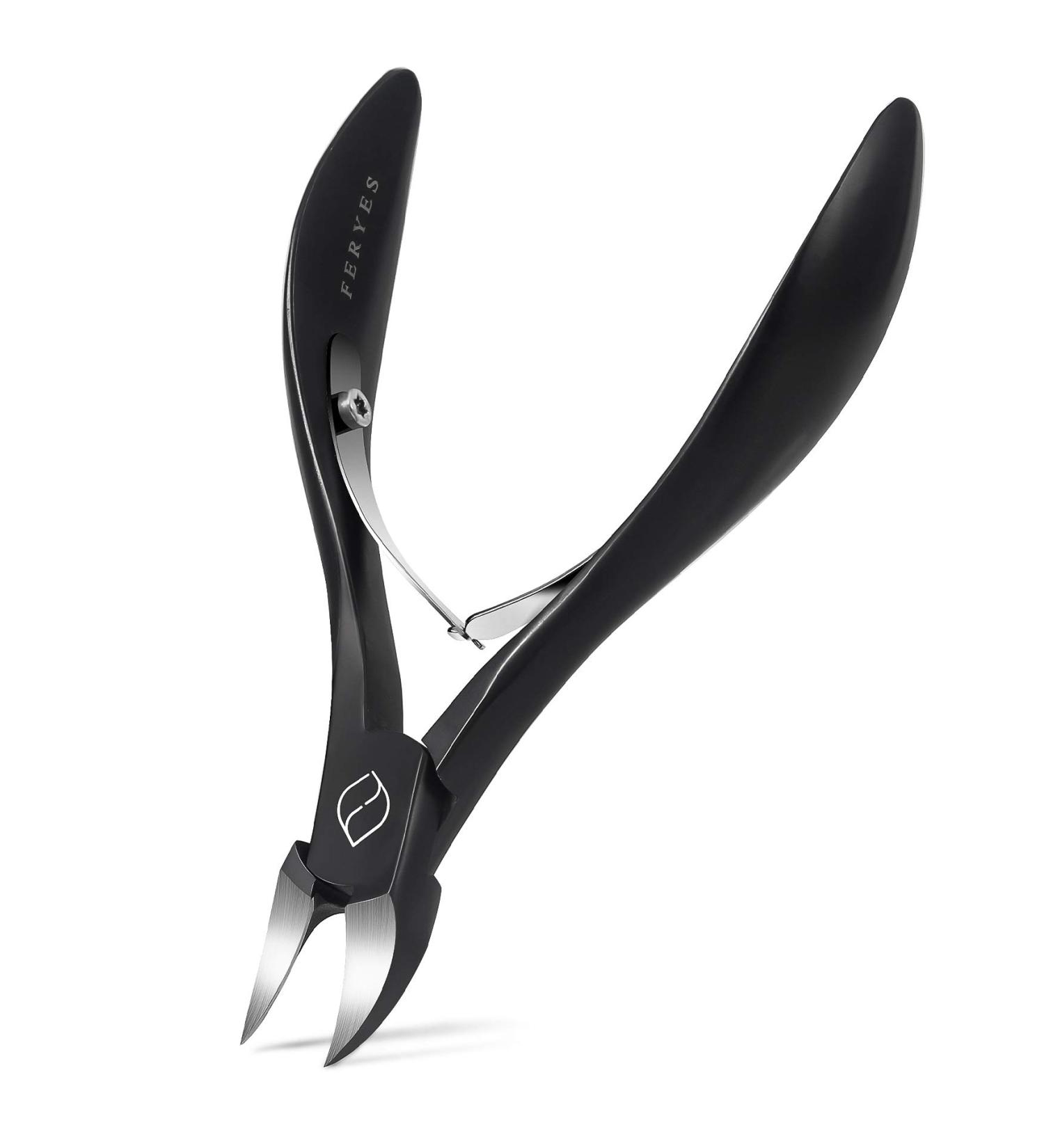 FERYES Large Handle Toenail Clippers for Thick Fungal or Ingrown Toenails - Podiatrist Recommended 4R13 Stainless Steel Cutters - BLACK - Buy Online on SooperMarket.com