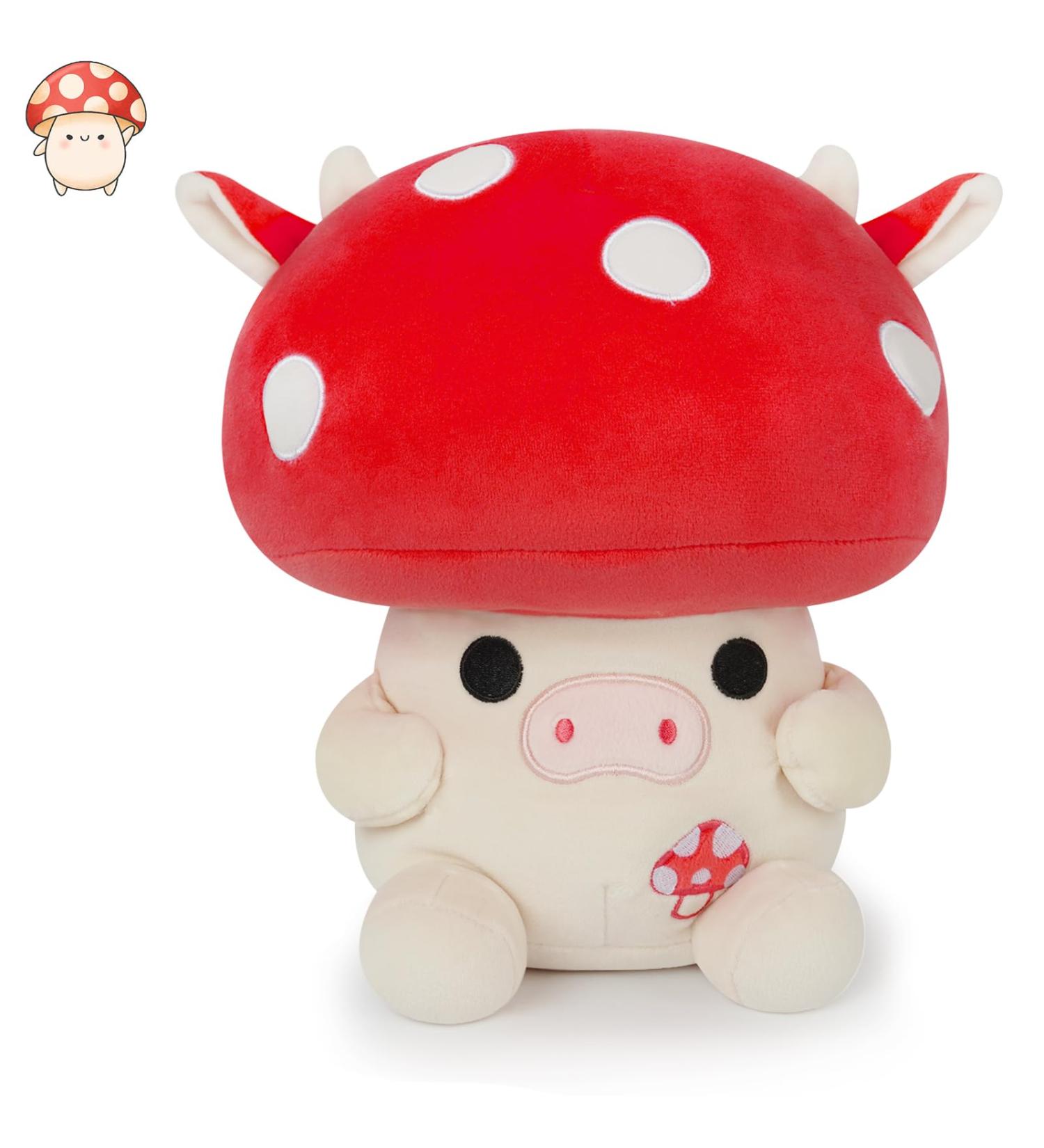 YamePuia Mushroom Cow Plush Toy - Cuddly Soft Animal Pillow for Kids | Ideal Gift for Birthdays & Christmas (30cm) - Buy Online on SooperMarket.com