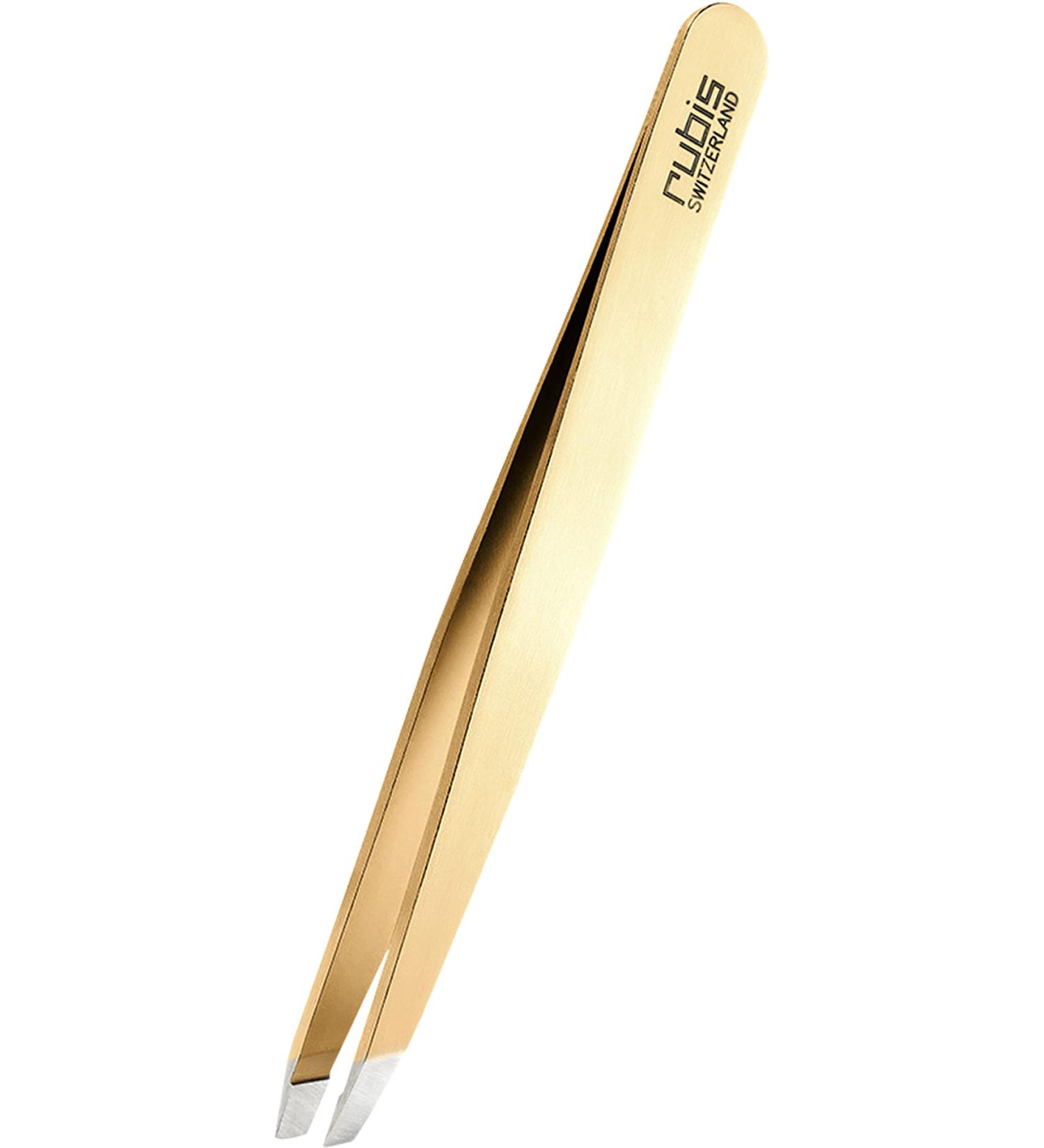 Rubis Gold Tweezers - Precision Eyebrow Plucking | Professional Fine & Pointed Sloping Tips for Hair Removal - International Shipping - Buy Online on SooperMarket.com