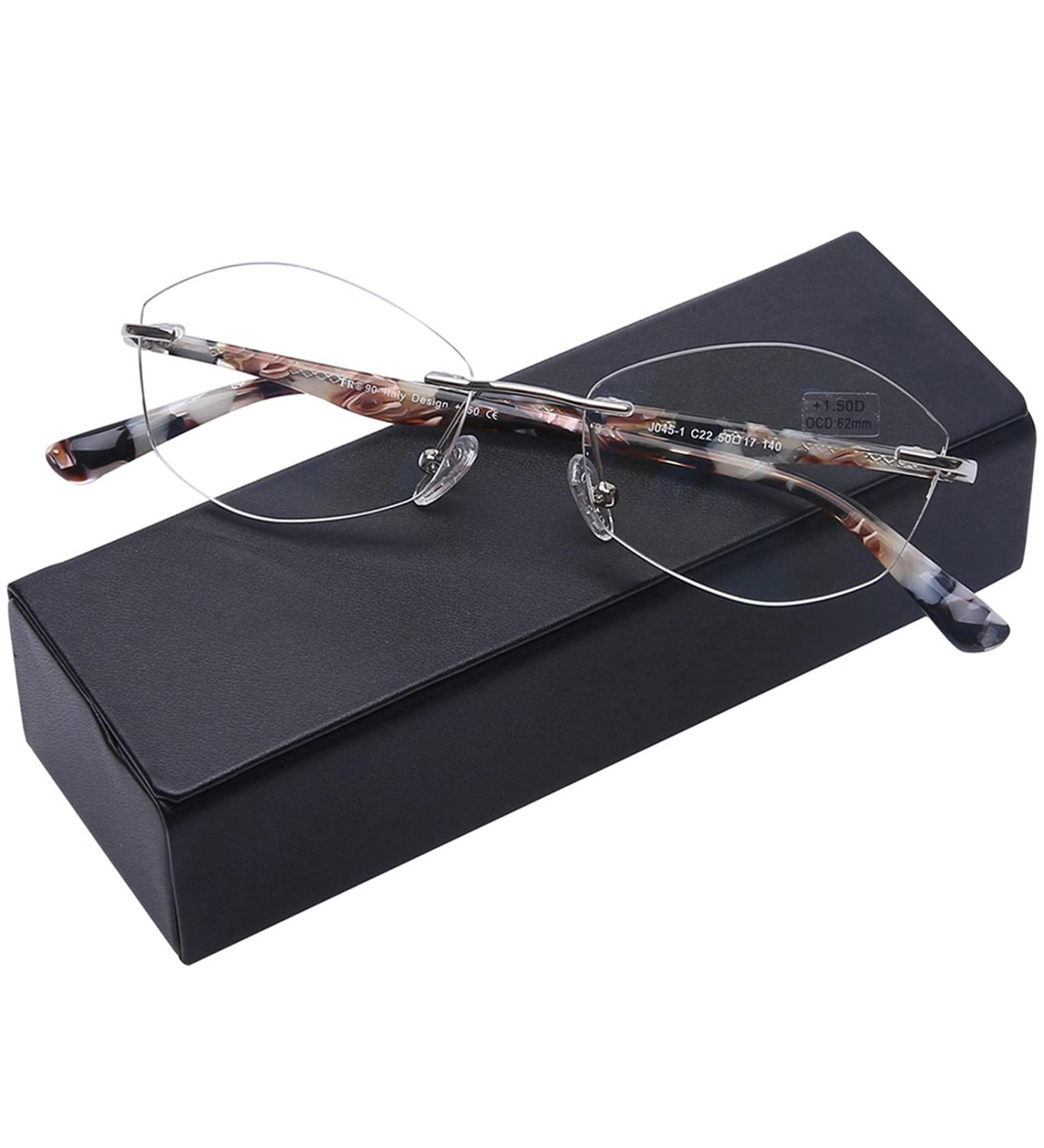 AQWANO Rimless Reading Glasses - Stylish Blue Light Blocking Women s Readers Frameless Design Anti-Blue Ray Reduce Eyestrain Black 1.25 - Buy Online on SooperMarket.com