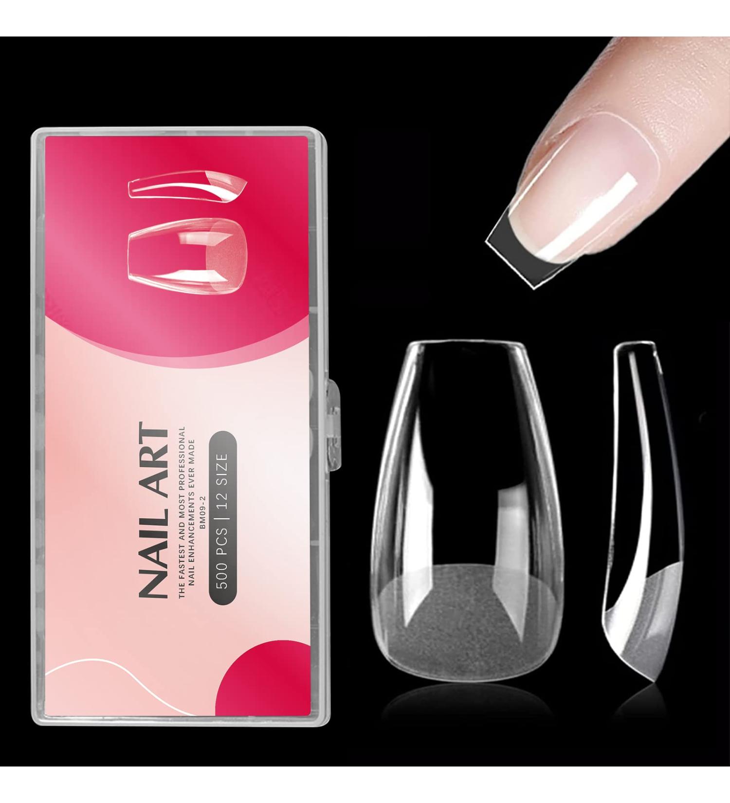 500pcs Short Coffin Fake Nails - Soft Gel Full Cover Nail Tips for Salons and DIY Nail Art - 12 Sizes - Buy Online on SooperMarket.com
