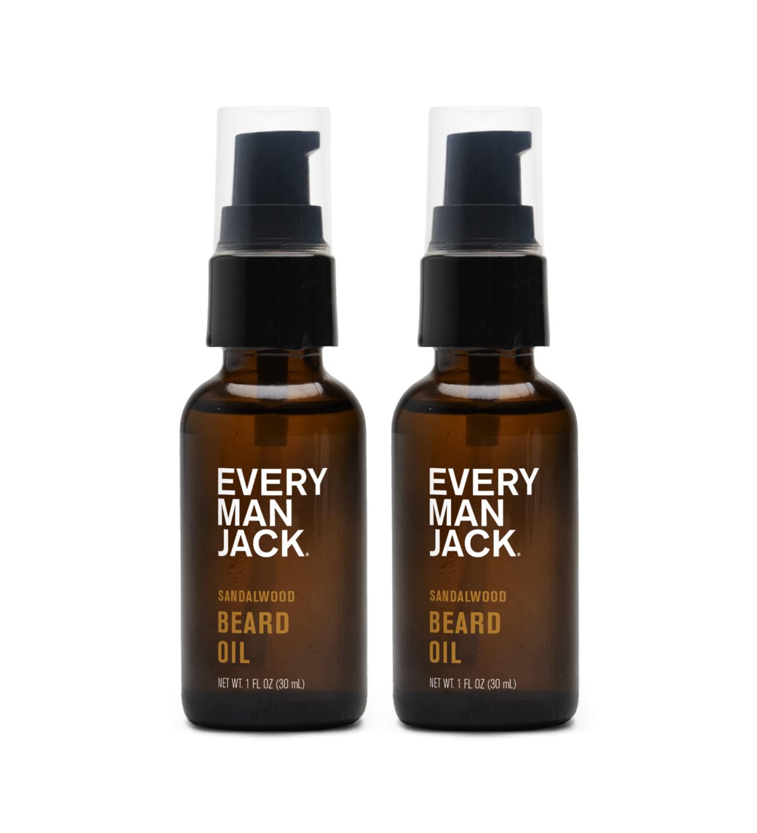 Every Man Jack Sandalwood Beard Oil - Moisturizing & Softening Formula with Shea Butter & Coconut Oil for a Natural Shine - Buy Online on SooperMarket.com