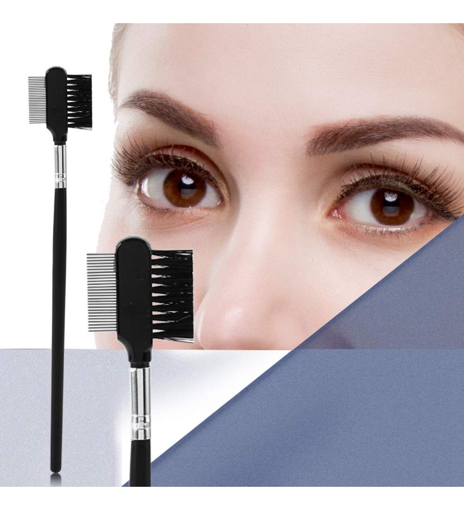 Double Head Eyelash Eyebrow Brush - 2 in 1 Metal Comb & Wood Handle for Ultimate Makeup Grooming - Buy Online on SooperMarket.com