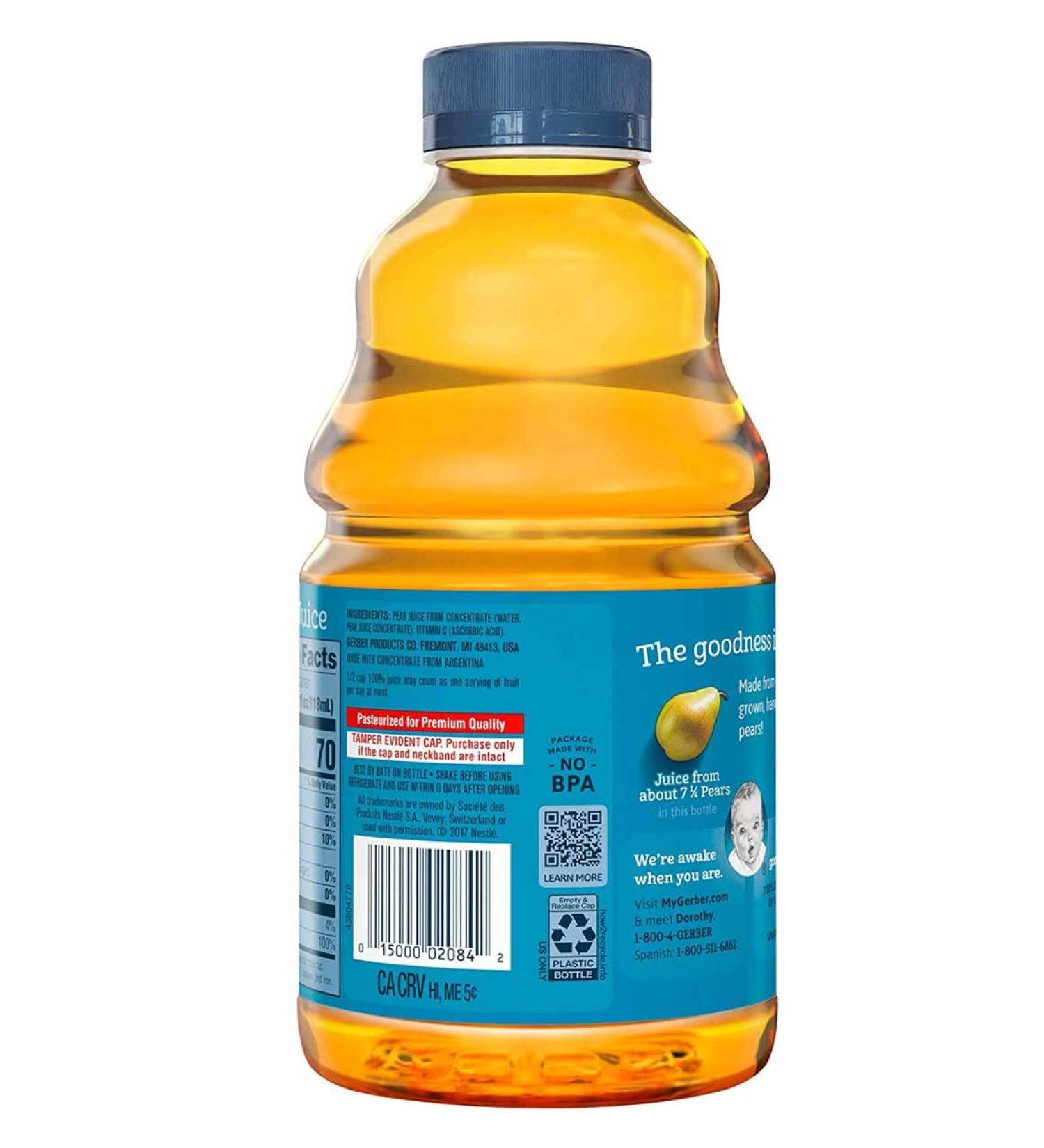 Gerber Nature Select Baby 100% Pear Juice 32 Fl Oz (Pack of 2) - All Natural Fruit Juice for Infants - Buy Online on SooperMarket.com