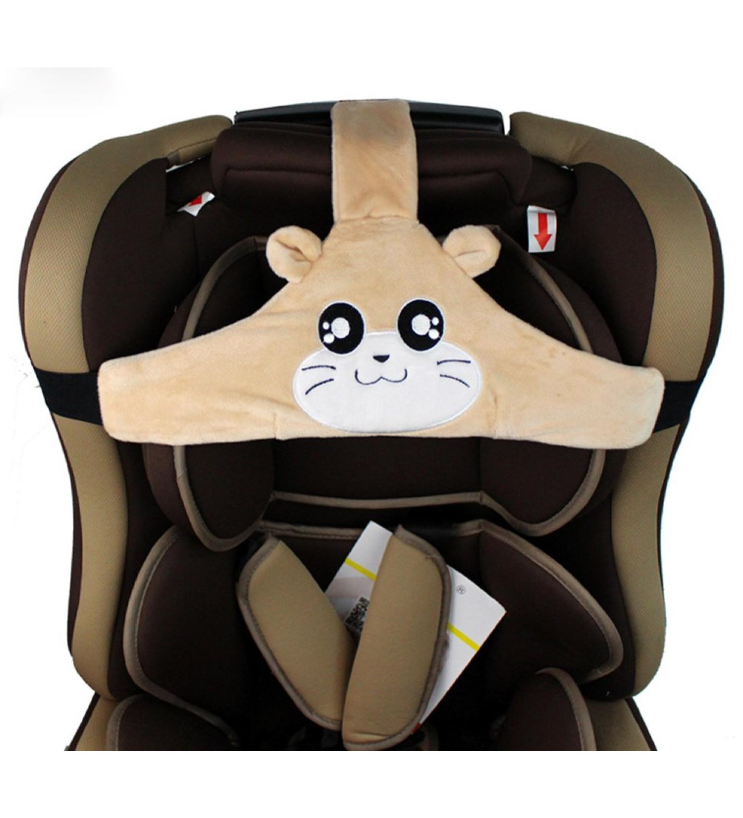 MINGZE Baby Child Car Seat Head Support - Adjustable Safety Belt for Safe and Cozy Sleep Position - Brown - Buy Online on SooperMarket.com