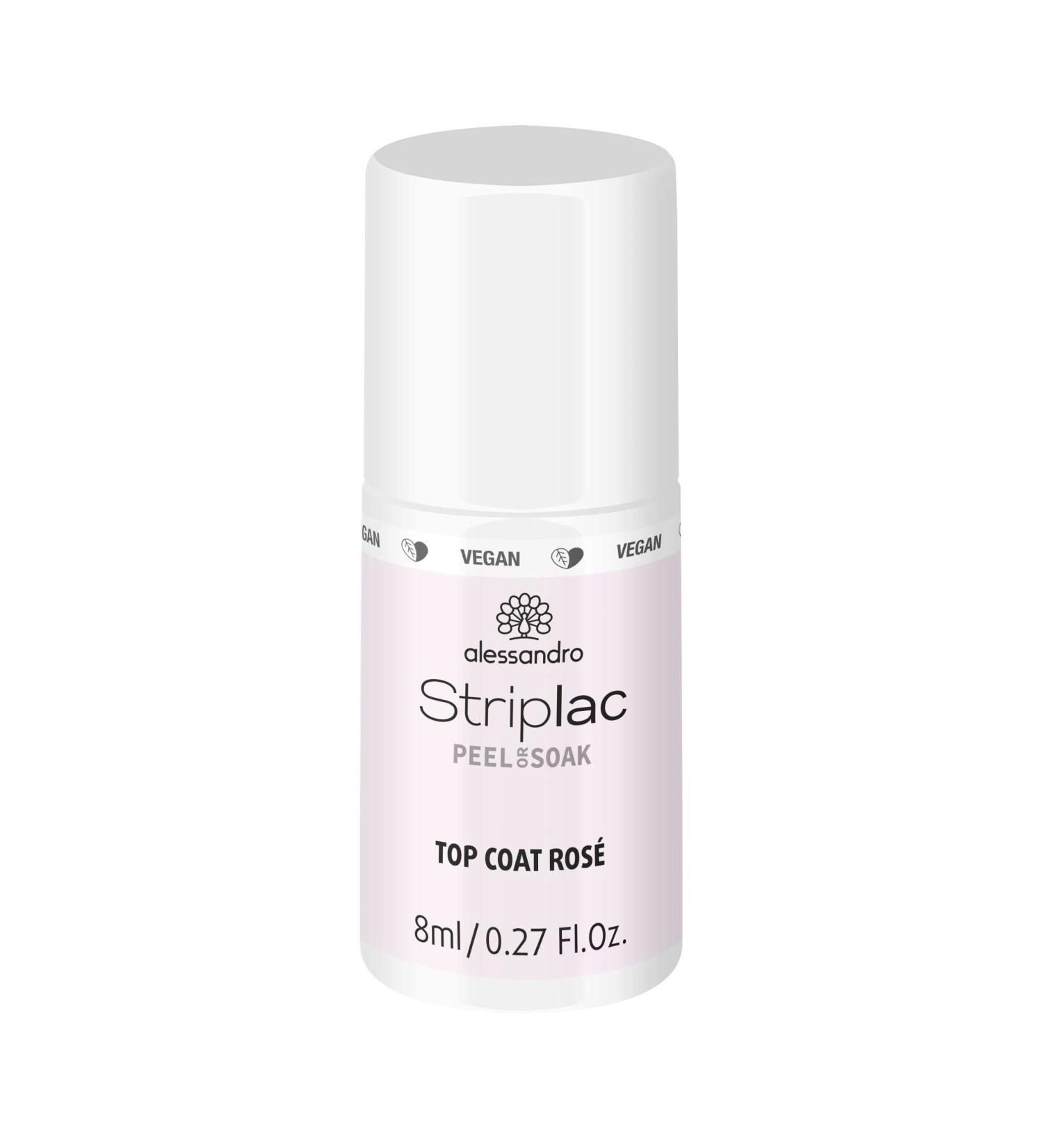 Alessandro Striplac Peel or Soak Vegan Top Coat Ros - Quick Dry LED Nail Polish for Perfect Nails in 15 Minutes 8ml - Buy Online on SooperMarket.com