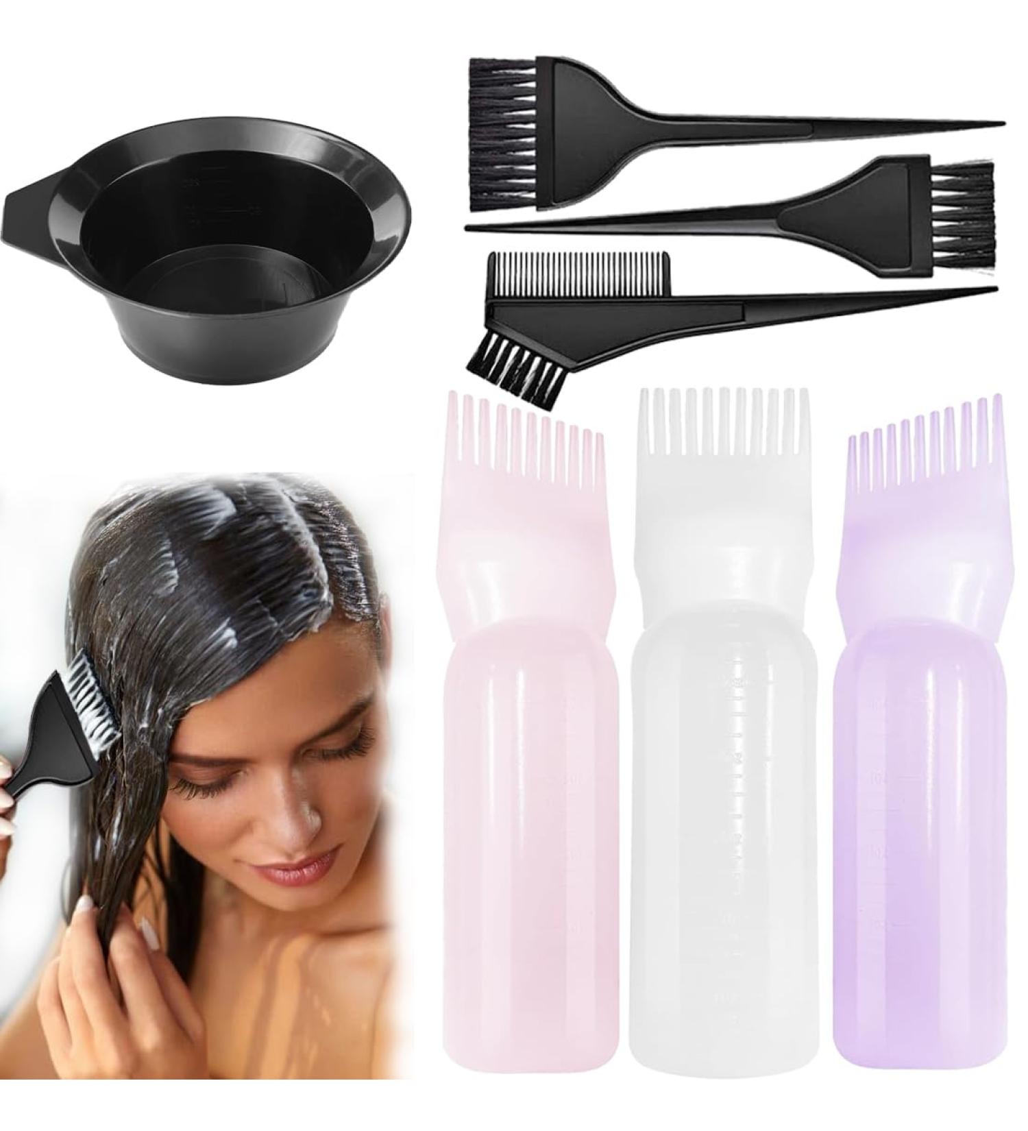 3 Piece Applicator Bottle Hair + 4 Hair Dye Brushes - Hair Dye Tool Set Applicator Bottle Hair Hair Oil Applicator Bottle Root Comb Applicator Bottle Applicator Brush Tip Tools - Buy Online on SooperMarket.com