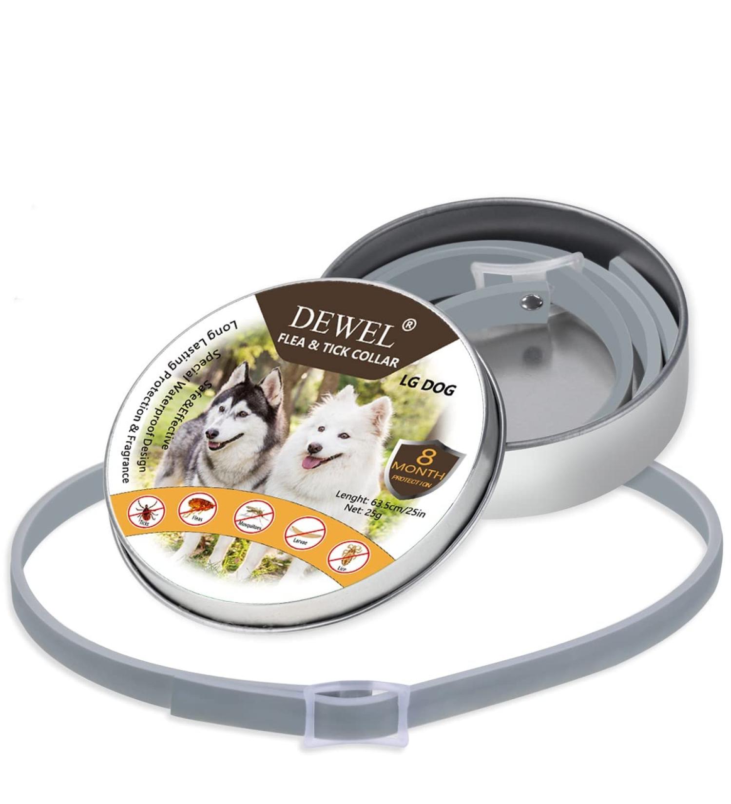 DEWEL 63.5cm Adjustable Waterproof Dog Collar - Effective Tick & Flea Prevention for Dogs & Cats - Buy Online on SooperMarket.com
