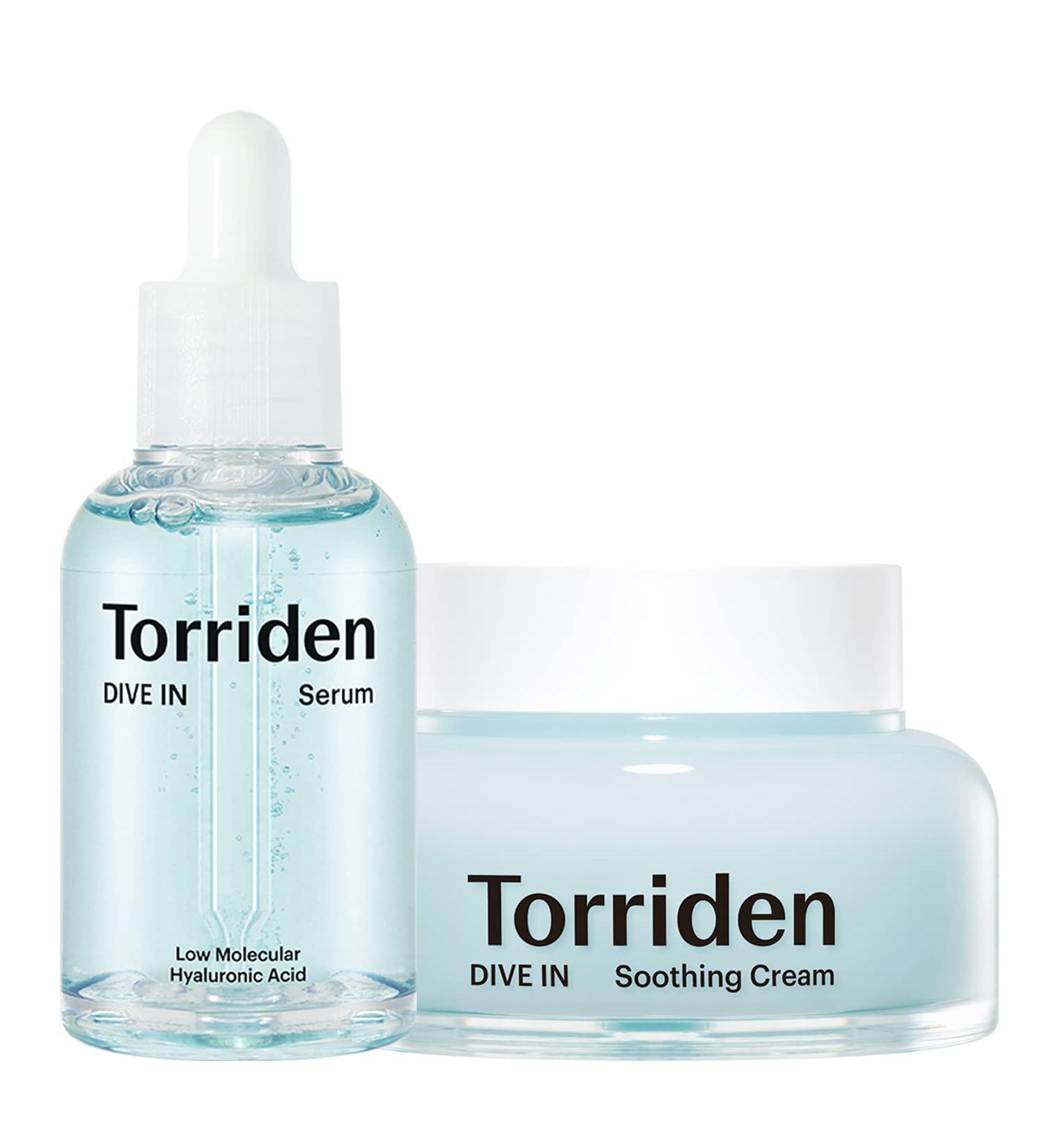 TORRIDEN Dive-in Hyaluronic Acid Serum & Soothing Cream Set | Vegan, Clean, Cruelty-Free Skincare | Moisturizer & Astringent for Face | Alcohol & Fragrance-Free | 1.69 fl oz Serum, 3.38 fl oz Cream - Buy Online on SooperMarket.com