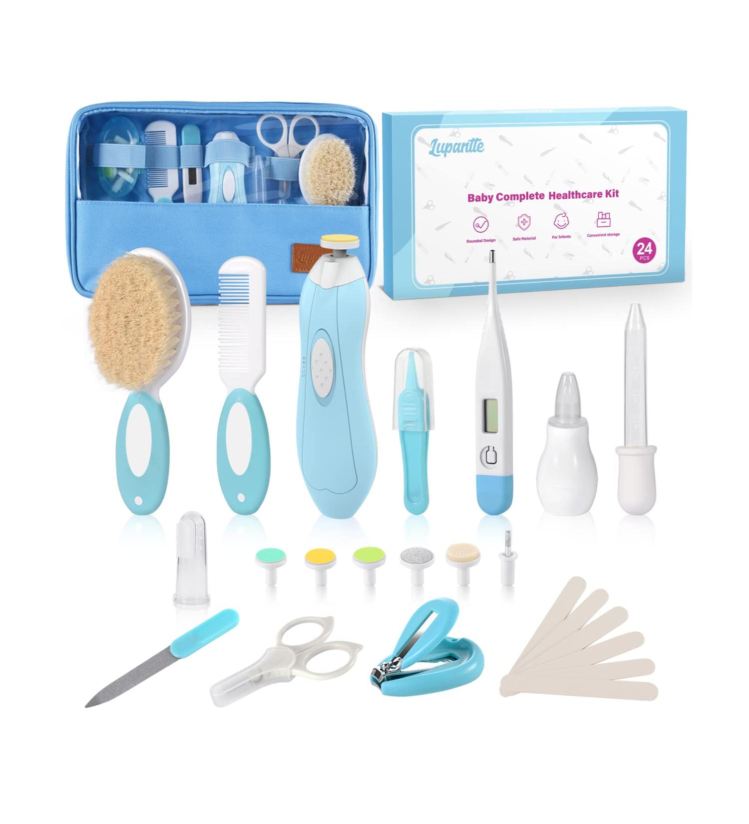 Lupantte 24-in-1 Baby Healthcare & Grooming Kit - Electric Nail Trimmer, Nursery Care Set, Toddler Clippers, Medicine Dispenser - Blue Baby Care Products - Buy Online on SooperMarket.com