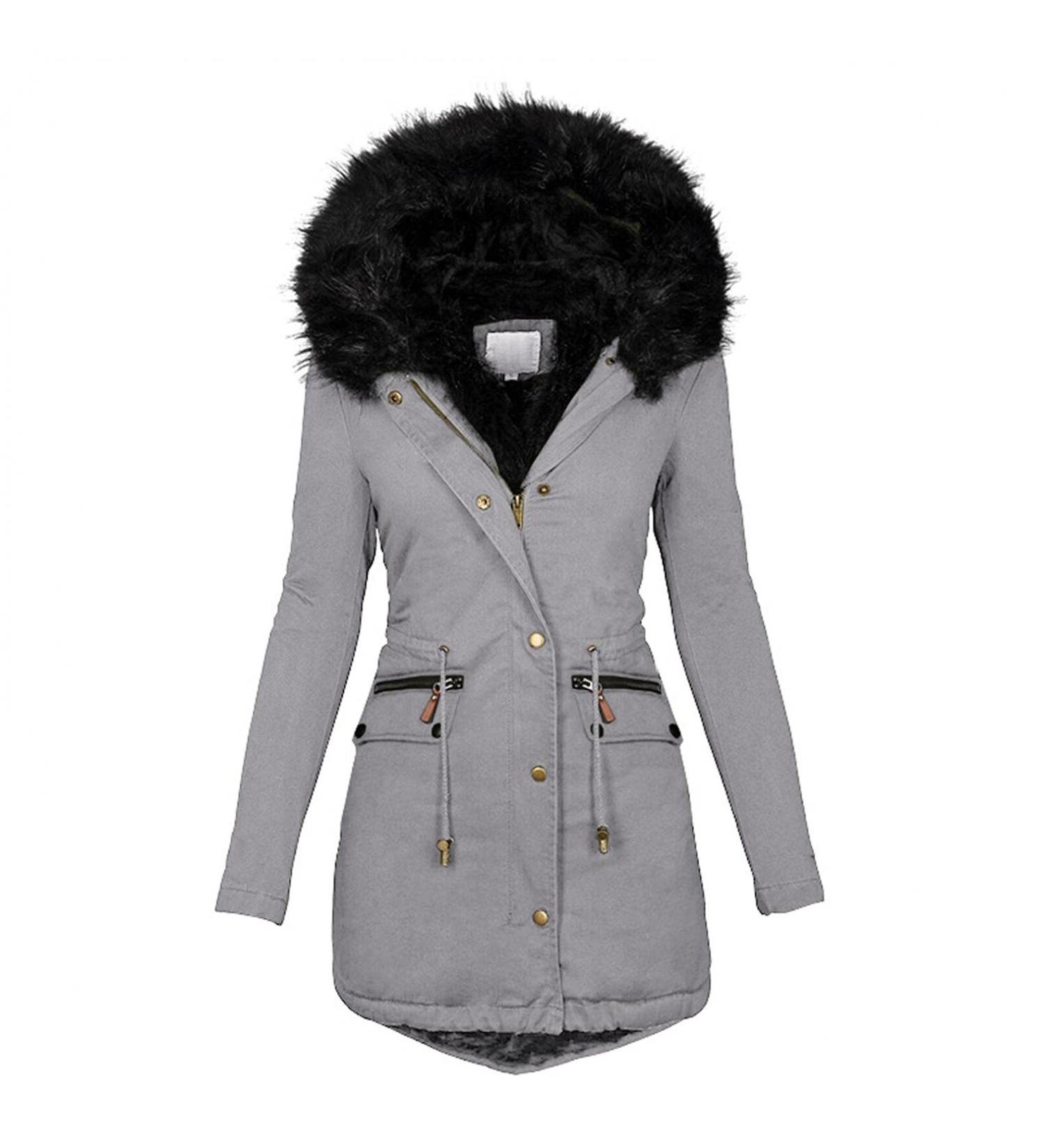 Ronony Women's Elegant Winter Parka Coat - Sporty Quilted Jacket for Transition Seasons - XXL Gray - Buy Online on SooperMarket.com