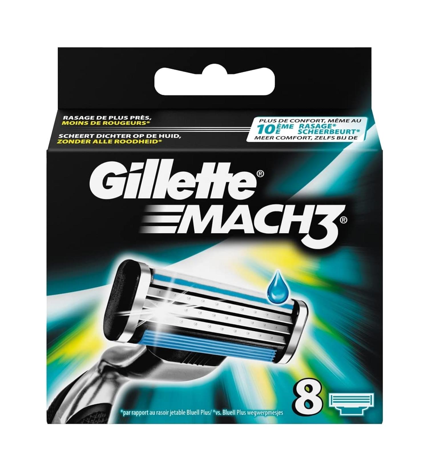 Buy Gillette Mach3 Razor Blades for Men - Pack of 8 Refills | International Shipping Available - Buy Online on SooperMarket.com