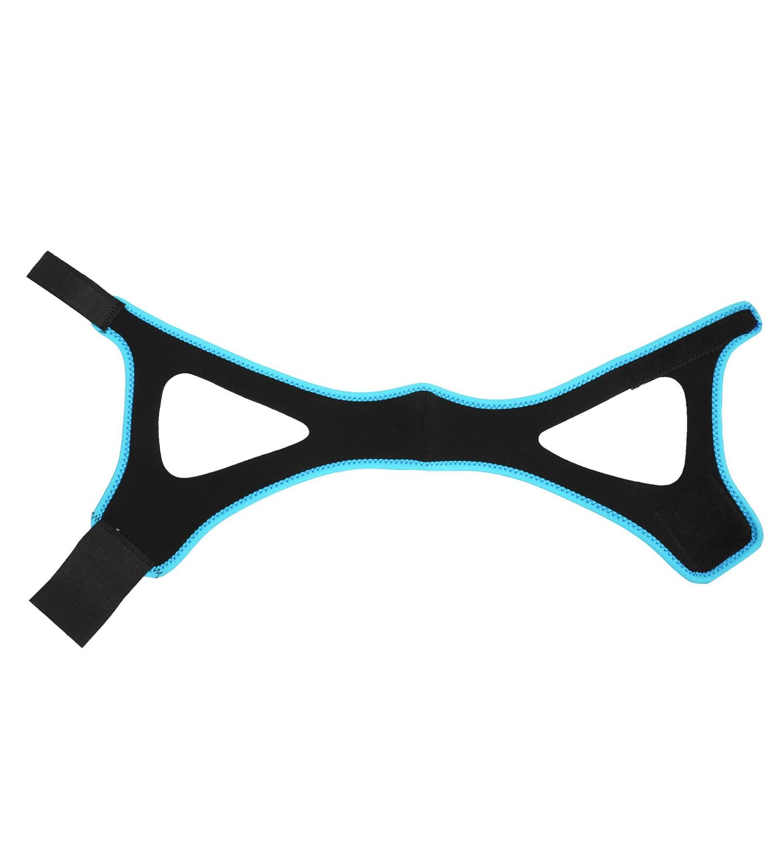 Adjustable Anti-Snoring Chin Strap - Black with Sky Blue Trim - Stop Snoring & Improve Sleep Quality - Buy Online on SooperMarket.com