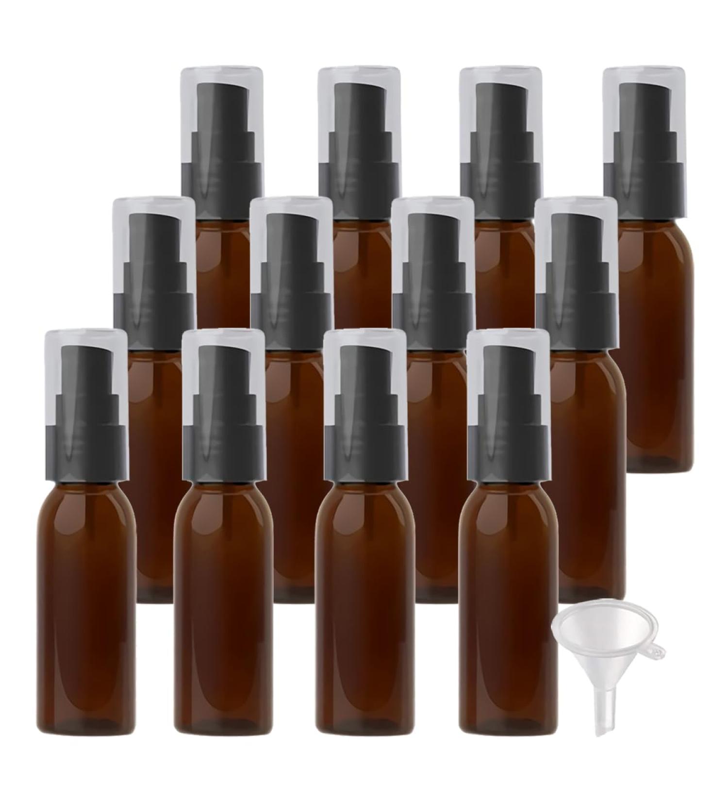 ZEOABSY 12 Pieces 30 ml Brown Lotion Bottles with Black Pump 30ml Empty PET Plastic Lotion Pump Bottle Cosmetic Gel Travel Container for Cosmetic Make up Cleaning + 2 x Funnel Brown 30ml - Buy Online on SooperMarket.com