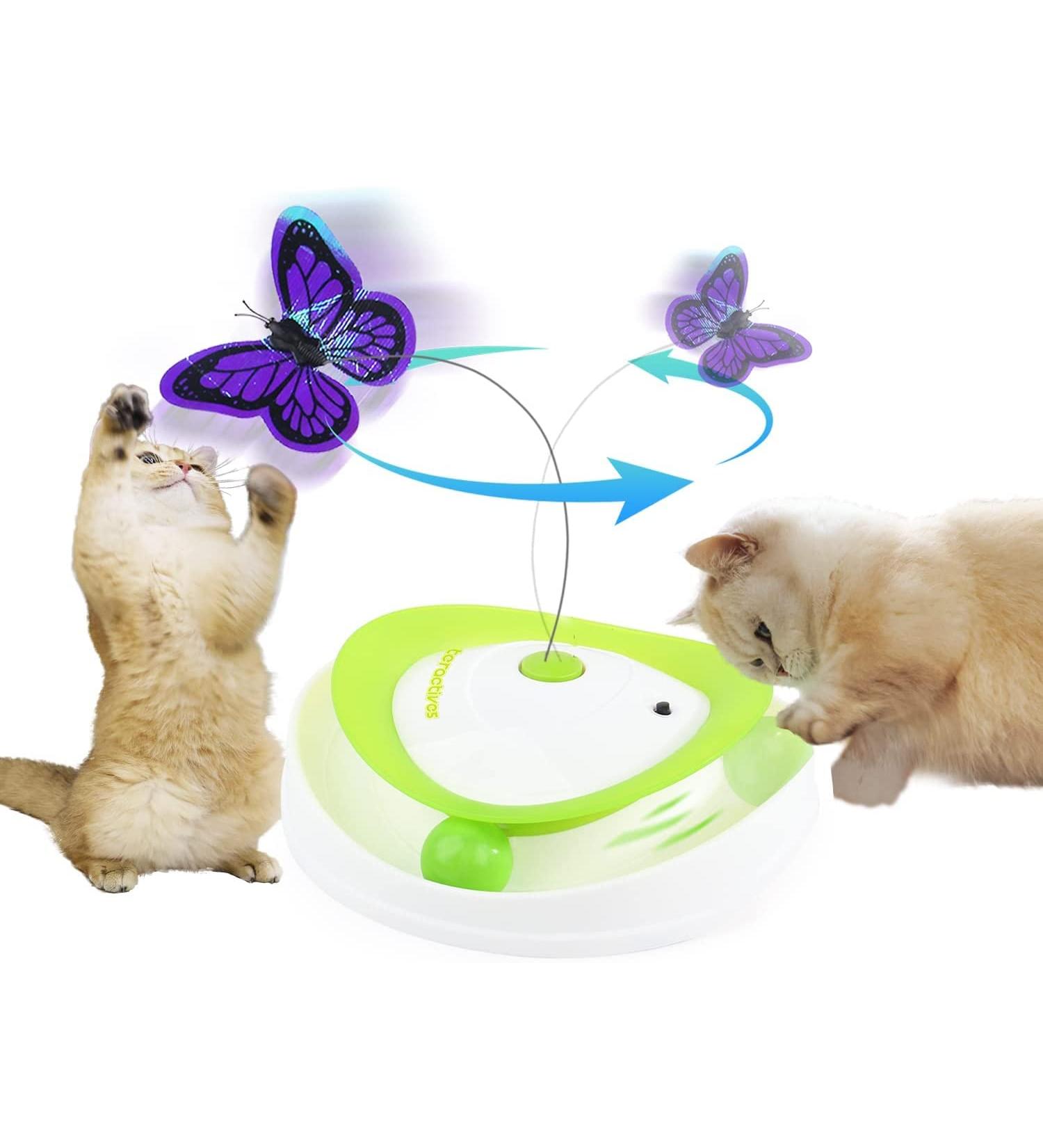 All for Paws 2 in 1 Interactive Cat Toy - Fluttering Butterfly & Rolling Balls - Automatic Indoor Kitten Spinner Toy - Buy Online on SooperMarket.com