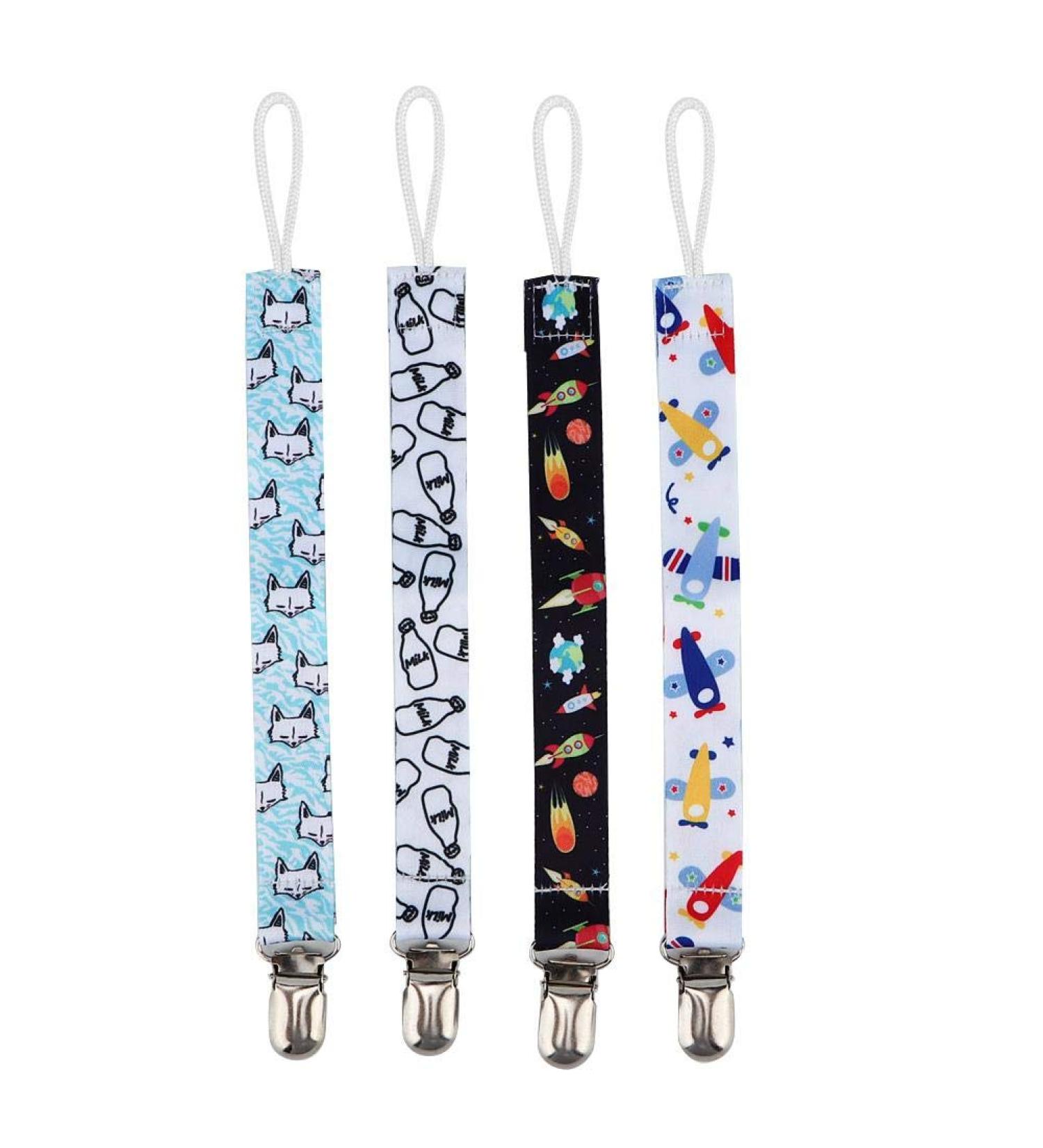 4pcs Baby Pacifier Clip Set - Cotton Strap Chain for Infants - Unisex Light Blue Baby Gift - Buy Online on SooperMarket.com