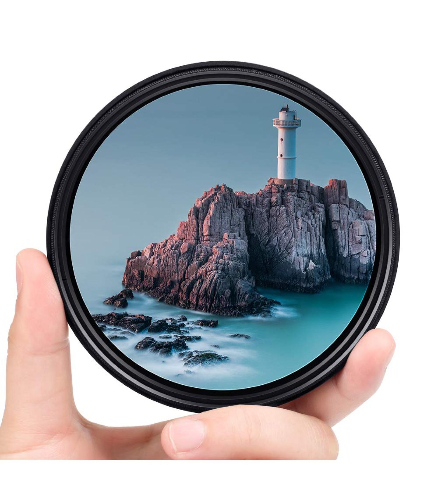 58mm Slim Variable ND Filter | ND2-ND400 Adjustable Neutral Density Lens Filter for Canon Nikon Sony DSLR Camera - Buy Online on SooperMarket.com