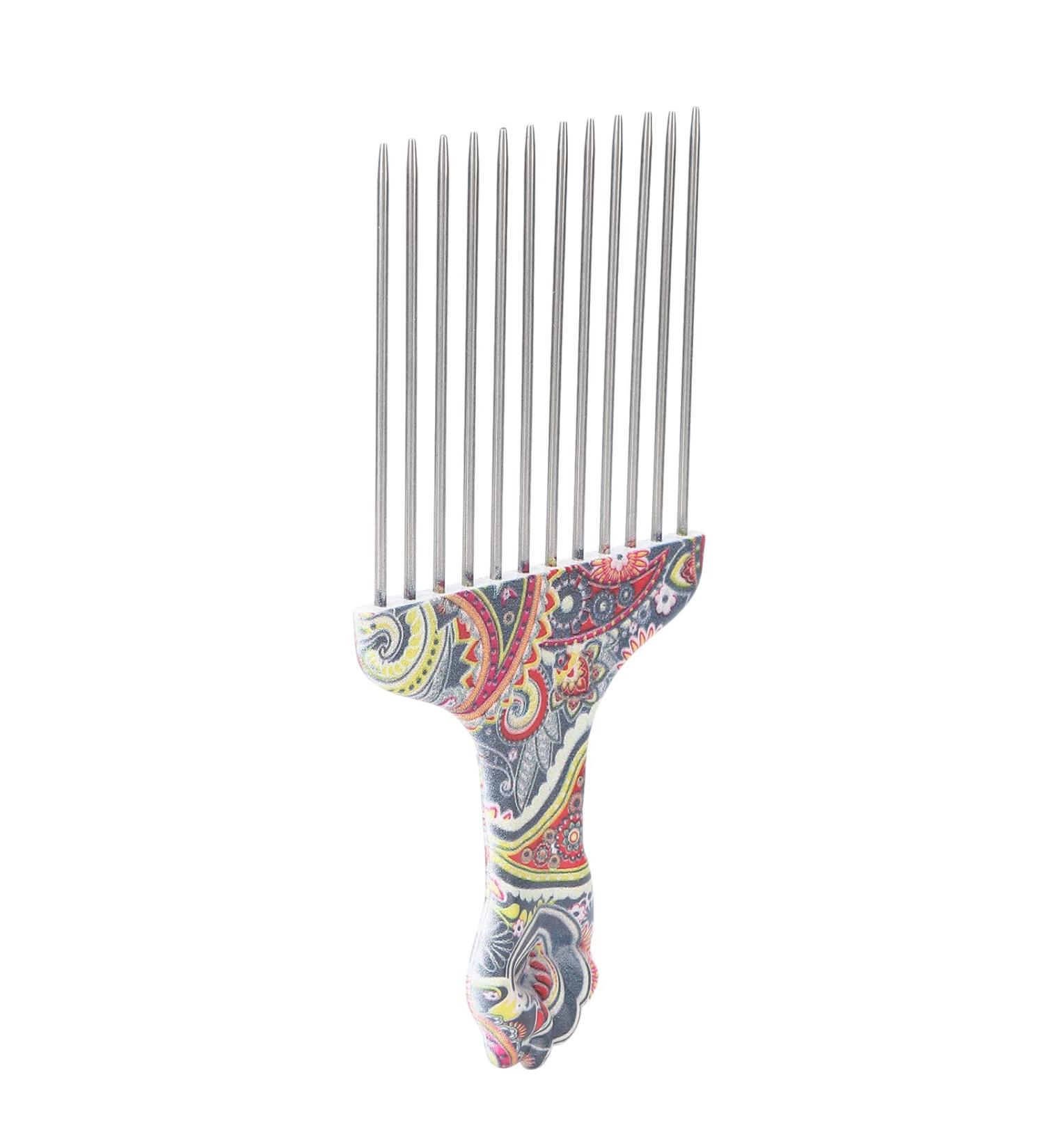 TYTOGE Hair Pick Comb Professional Afro Stainless Steel Detangle Hair Pick Comb for Curly Hair Styling (waist flower K4) - Buy Online on SooperMarket.com