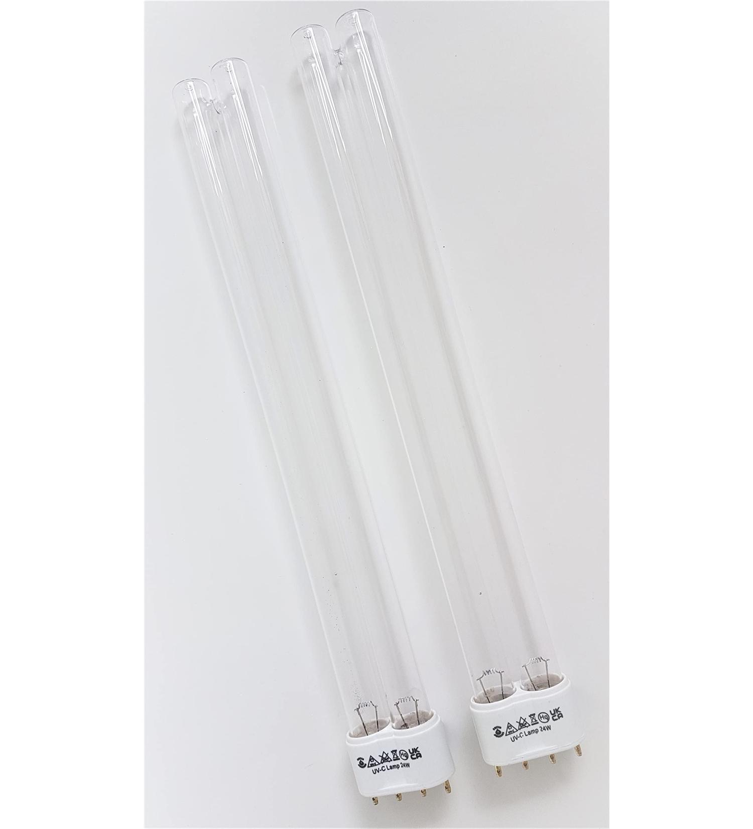 Twin Pack 24 Watt Ultra Violet Clarifier Replacement UV PLL 4 Pin Light Bulbs For Pond UVC Filters - Buy Online on SooperMarket.com