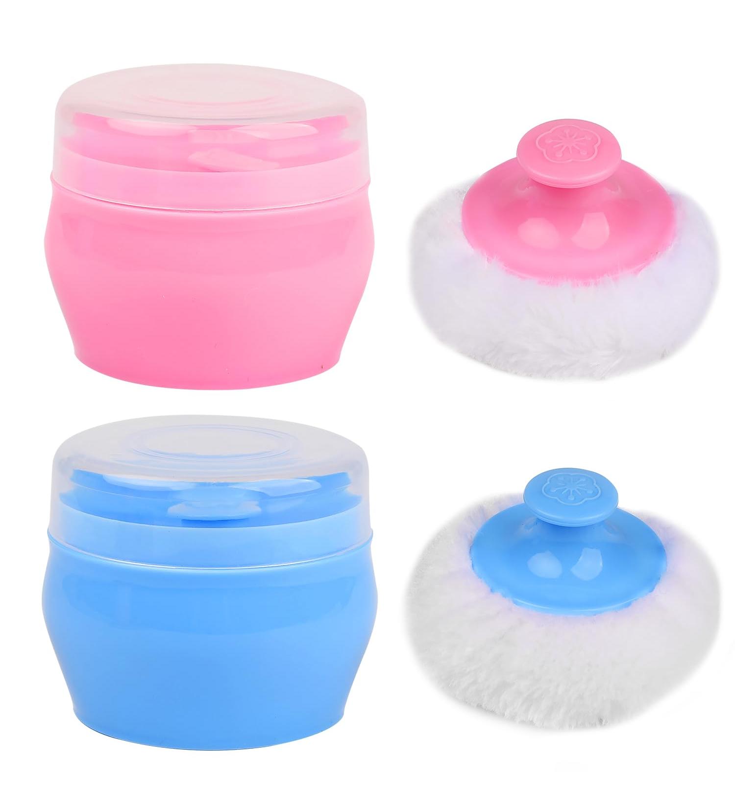 JNAWA Baby Powder Puff Box Drum - 2 Piece Set | Portable Sponge Body Puff for Children | Fluffy Powder Care Box - Buy Online on SooperMarket.com