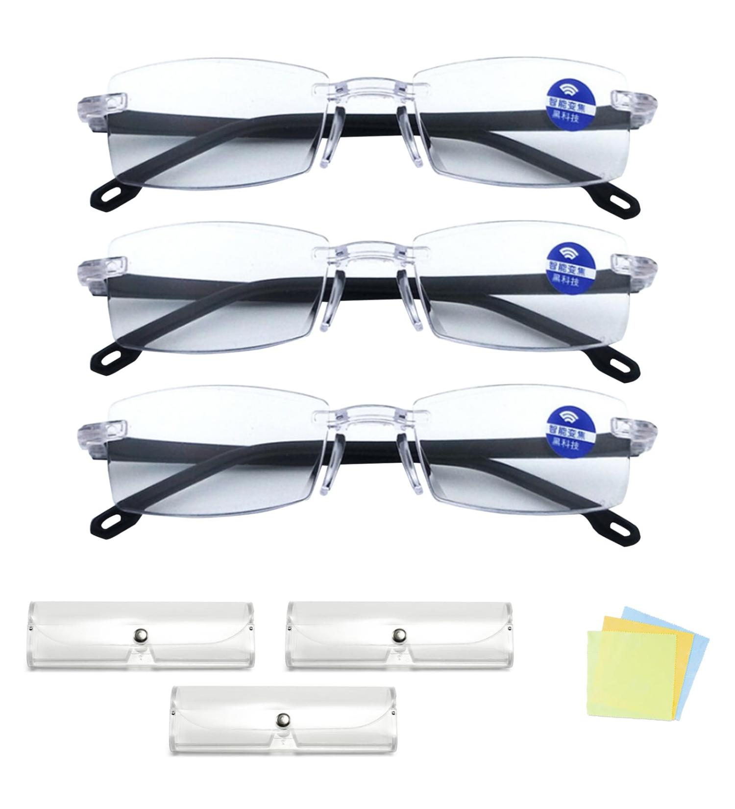 GMXJGZ Autozoom Reading Glasses - 3 Pieces Intelligent Zoom Color Change Glasses for Men & Women | Clear Focus & Automatic Adjustment | Includes Glasses Case & Cloth - Buy Online on SooperMarket.com