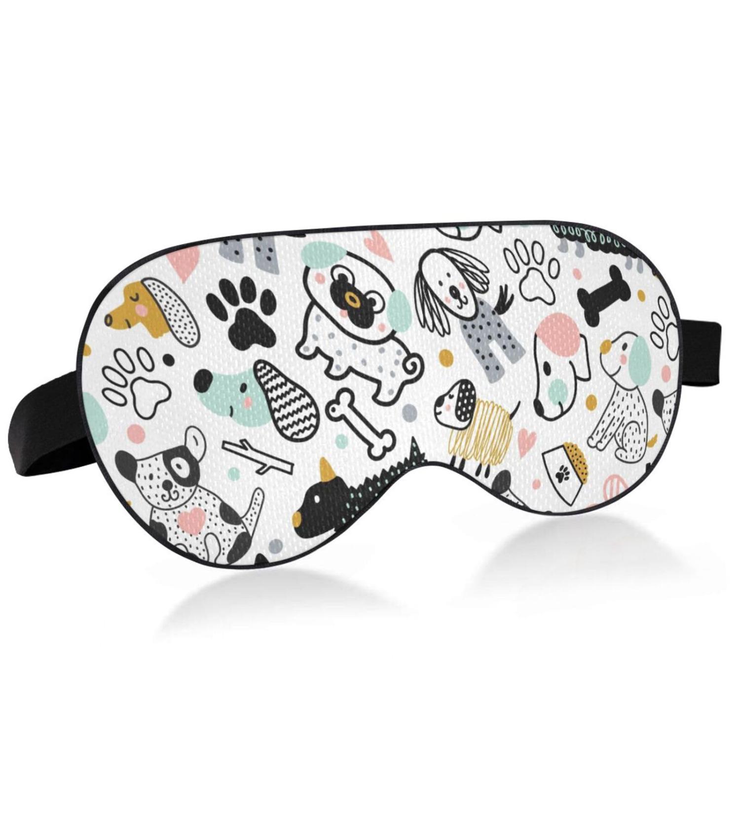 Adjustable Light Blocking Eye Mask for Deep Sleep | Haskirky Breathable Adult Men and Women Travel Mask | Ideal for Business Trips, Yoga, Meditation | Cute Cartoon Dogs Design - Buy Online on SooperMarket.com