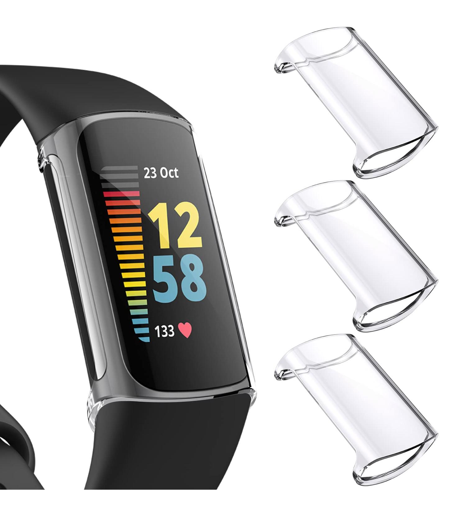 NANW 3-Pack Screen Protector Compatible with Fitbit Charge 5 (Not for Charge 4/3) TPU Rugged Bumper Case Cover All-Around Protective Plated Bumper Shell Accessories for Charge 5 Smartwatch Clear/Clear/Clear - Buy Online on SooperMarket.com