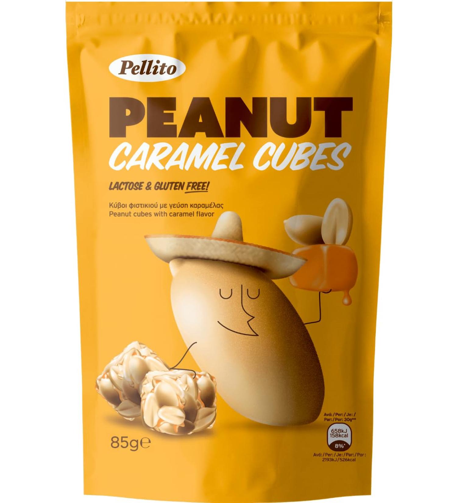Pellito Peanut Caramel Cubes 62 Percent Peanuts Caramel Flavouring With Added Sugar & Honey 17g Protein 4g Fibre 526kcal per 100g Sweet Crunchy & Delicious Snack On-The-Go 9 x 85g - Buy Online on SooperMarket.com