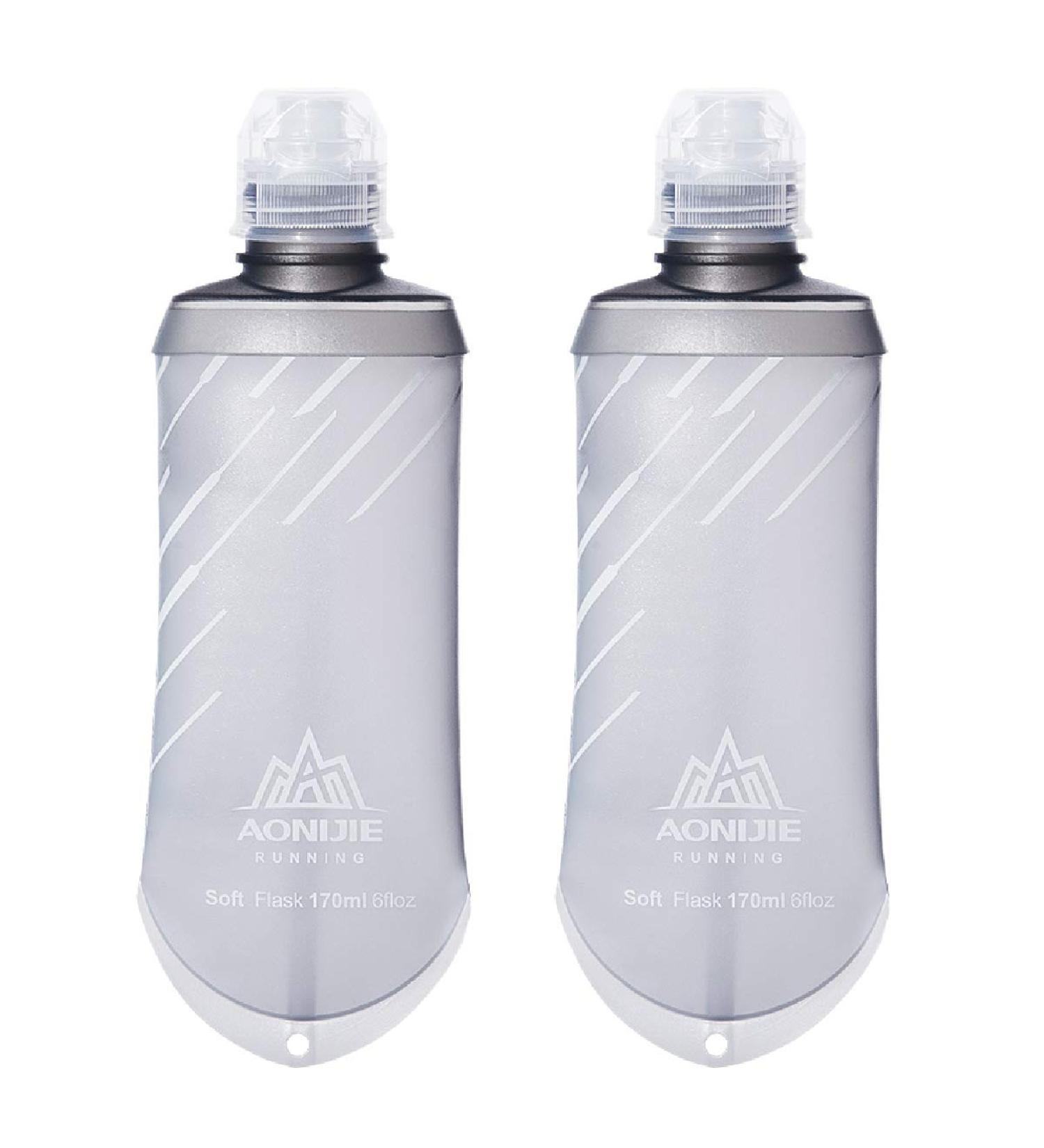 TRIWONDER Soft Flasks 170ml/5.75oz - Pack of 2 | Collapsible Water Bottles for Hydration Pack | Ideal for Running, Hiking, Cycling, Climbing | Grey TPU Folding Flask - Buy Online on SooperMarket.com