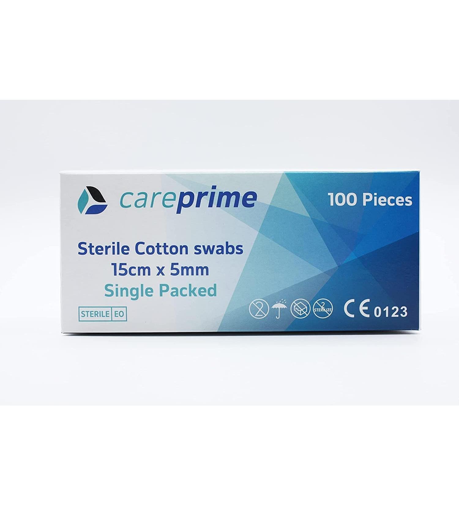 CarePrime Wooden Handle Cotton Swab Applicator Medical Swab Cotton Swab 15cm (5mm Head) (Sterile)