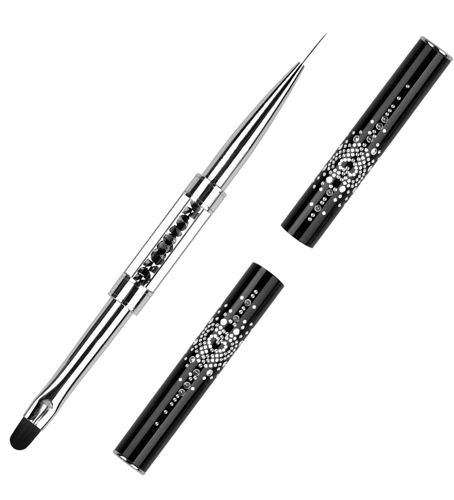 LEQ Dual-Ended Nail Design Brush | Rhinestone Handle UV Gel Nail Art Tool - Buy Online on SooperMarket.com