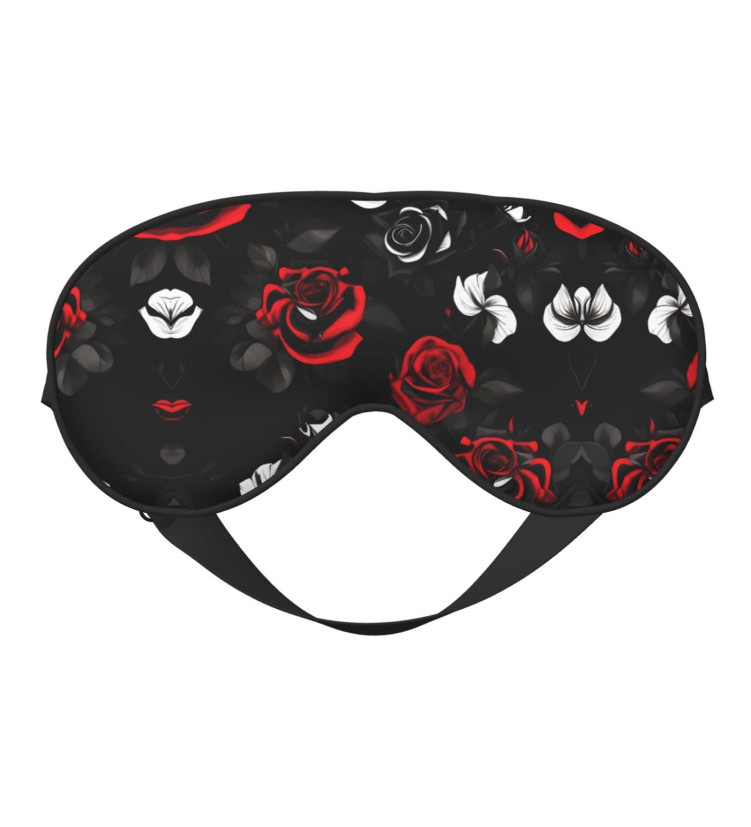 SSIMOO Black White Red Roses Eye Mask | Breathable Sleep Patch for Women | Ideal for Travel & Relaxation - Buy Online on SooperMarket.com