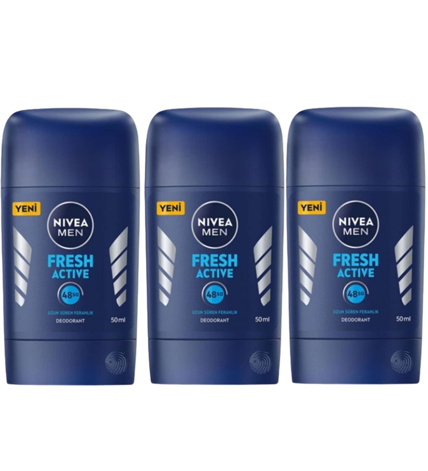 NIVEA Fresh Active Stick Deodorant 50ml - Pack of 3 | Anti-Transpirant | Ergonomic Design - Buy Online on SooperMarket.com