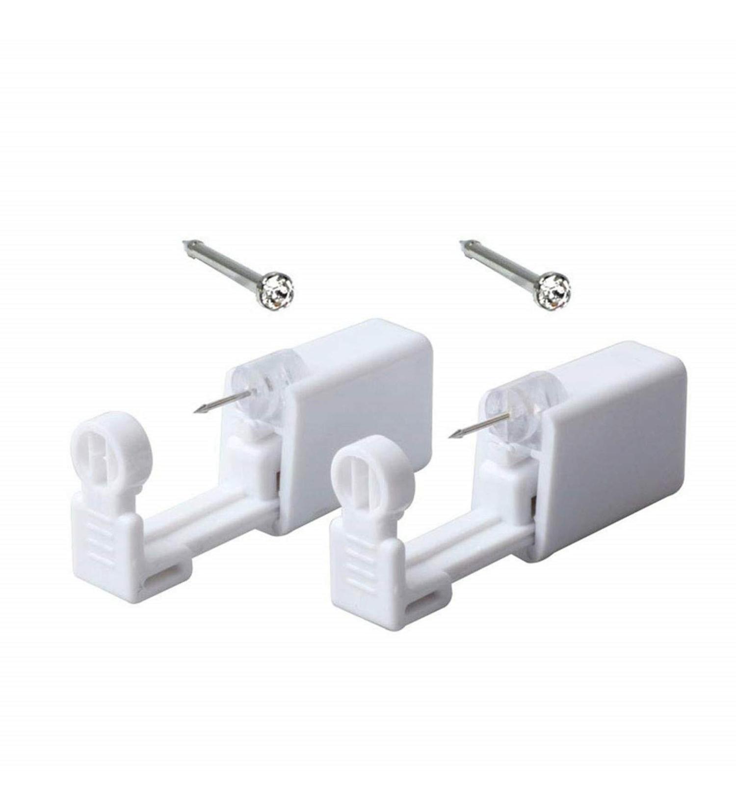 2 Pack Disposable Nose Piercing Gun Kit - Painless & Safe Self Ear Nose Piercing Gun with Stud (White) - Buy Online on SooperMarket.com