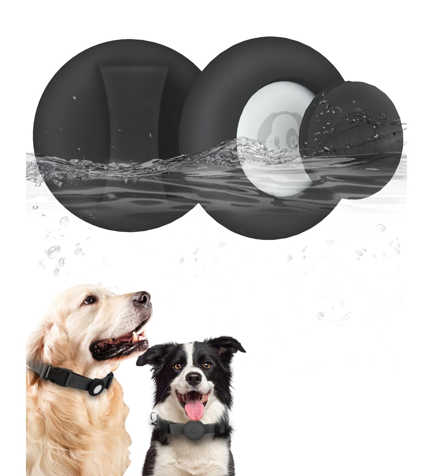 Simplethings Waterproof AirTag Dog Collar - Anti-Loss Silicone Holder for Apple AirTag - Black M-22mm - Perfect for Cats & Dogs - Buy Online on SooperMarket.com