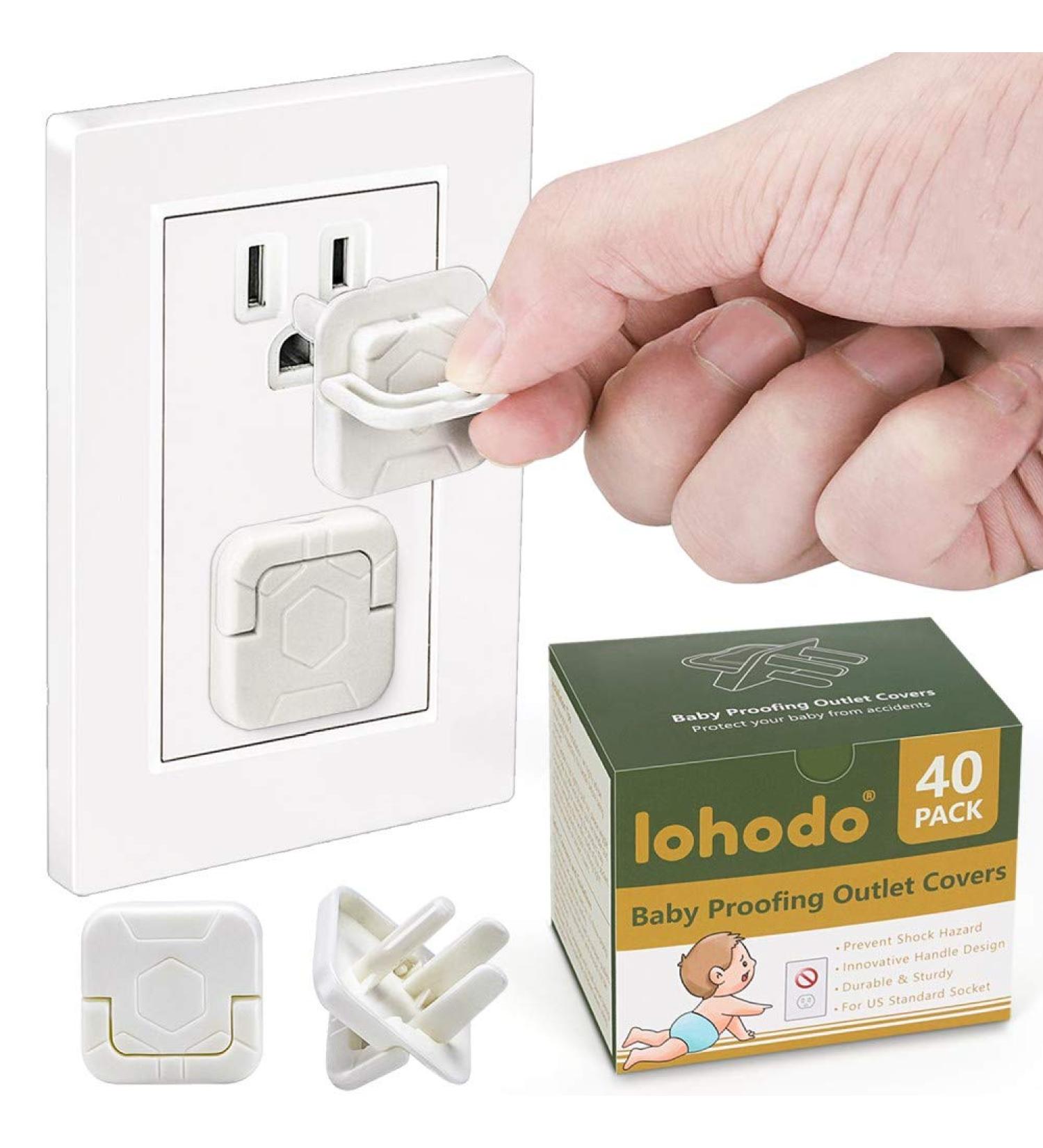 Child Safety Outlet Covers - 40 Pack Socket Protectors for US 3-Prong - Baby Proofing Electric Shock Guards - White - Buy Online on SooperMarket.com