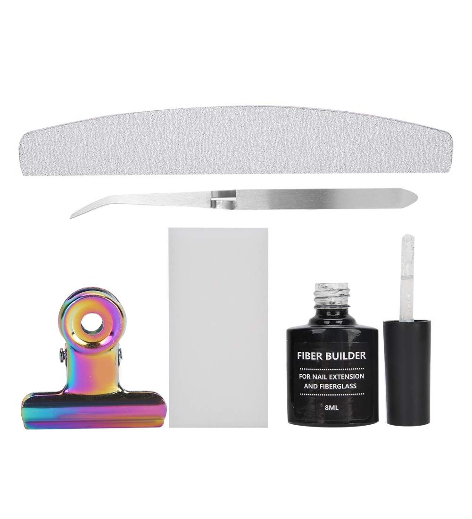 Nail File Non Woven Silk Fiberglass Extension Gel with Tweezers and Shaped Clip for Nail Art Women and Men - Buy Online on SooperMarket.com