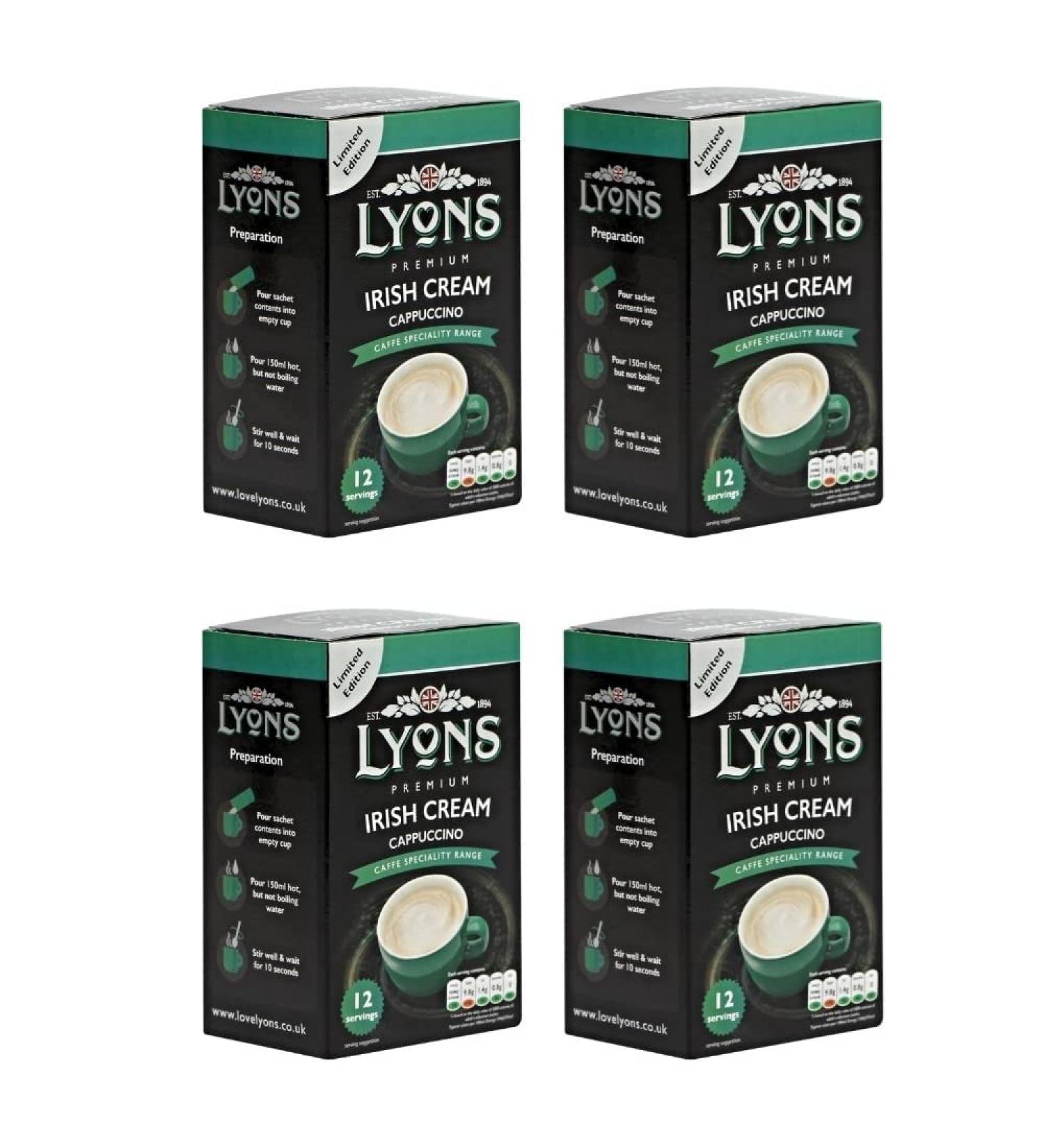 Lyons Premium Instant Coffee Bag Sachets | FabFinds Assorted Gift Mug (Irish Cream Cappuccino 4X 12Sachets) - Buy Online on SooperMarket.com