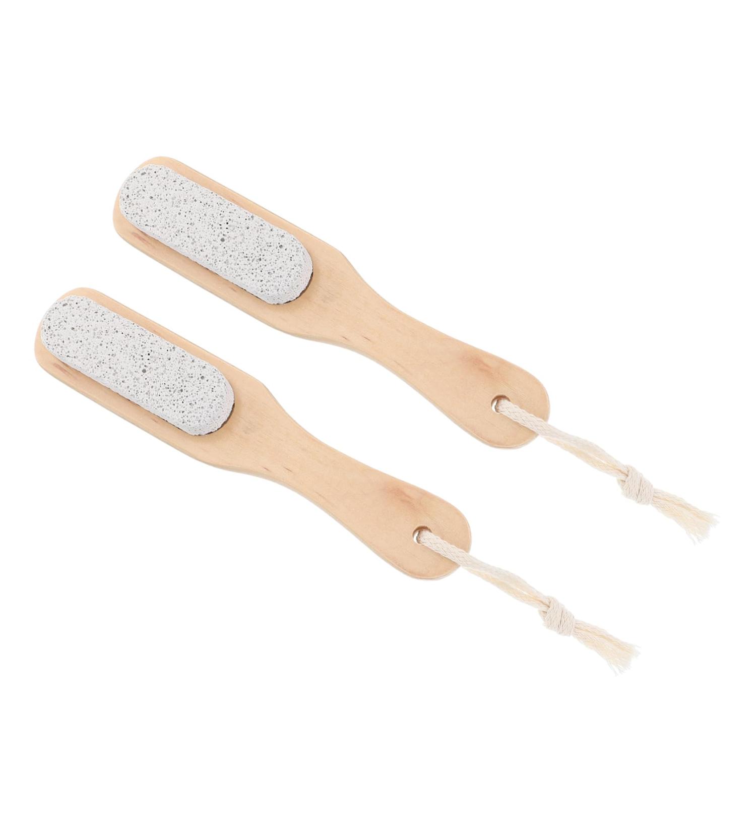 2 x Exfoliating Tool for Dead Skin Feet Grinding Tools Foot Care Brush Wooden Tools Foot on the Foot Wood 2 in 1 Pedicure Brush - Buy Online on SooperMarket.com