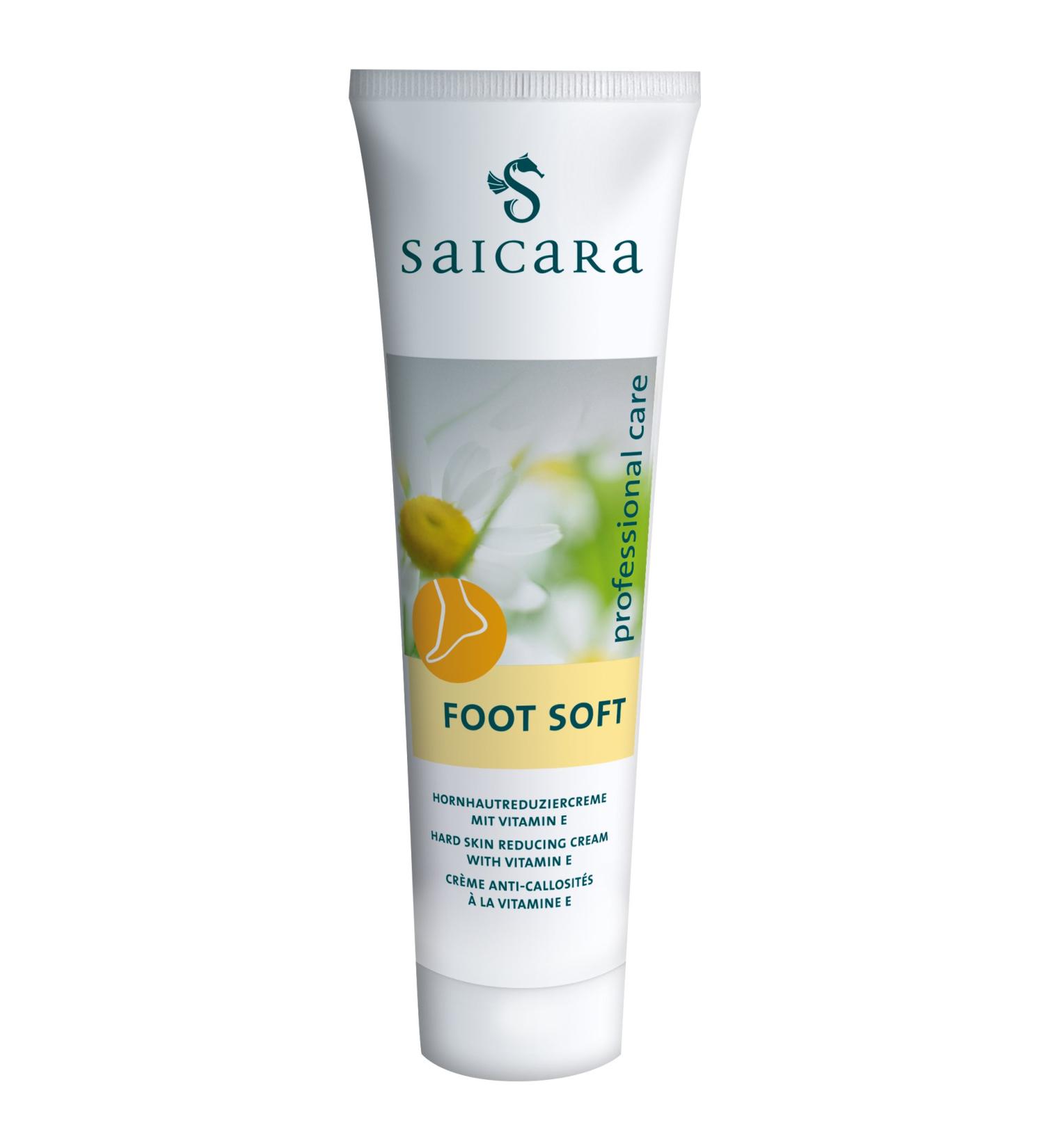 saicara Foot Soft 100 ml callus reducing cream in a tube with 4% urea to reduce calluses and care for the feet