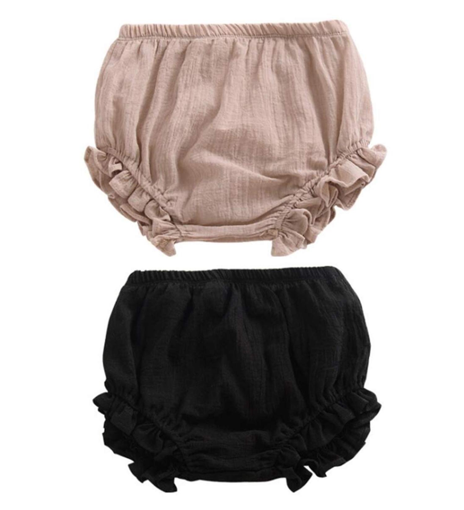 AYIYO Unisex Toddler Diaper Cover - Linen Bloomer Shorts 2Pcs for Newborns 9-12 Months - Khika+Black - Buy Online on SooperMarket.com