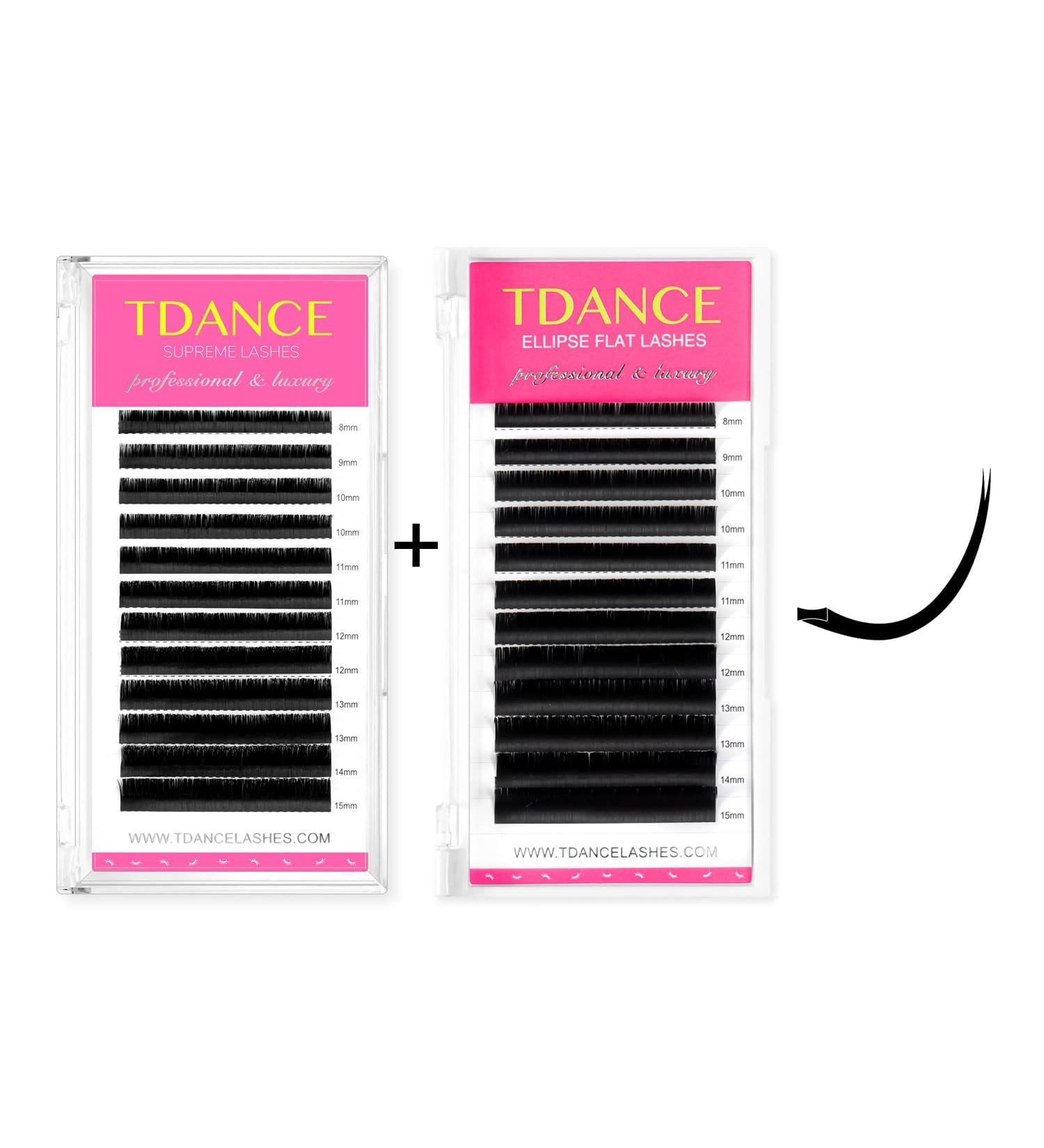 TDANCE Premium D Curl Eyelash Extensions 0.05mm + Ellipse Flat Lashes 0.15 D Curl 8-15mm - Mixed Lengths - Buy Online on SooperMarket.com