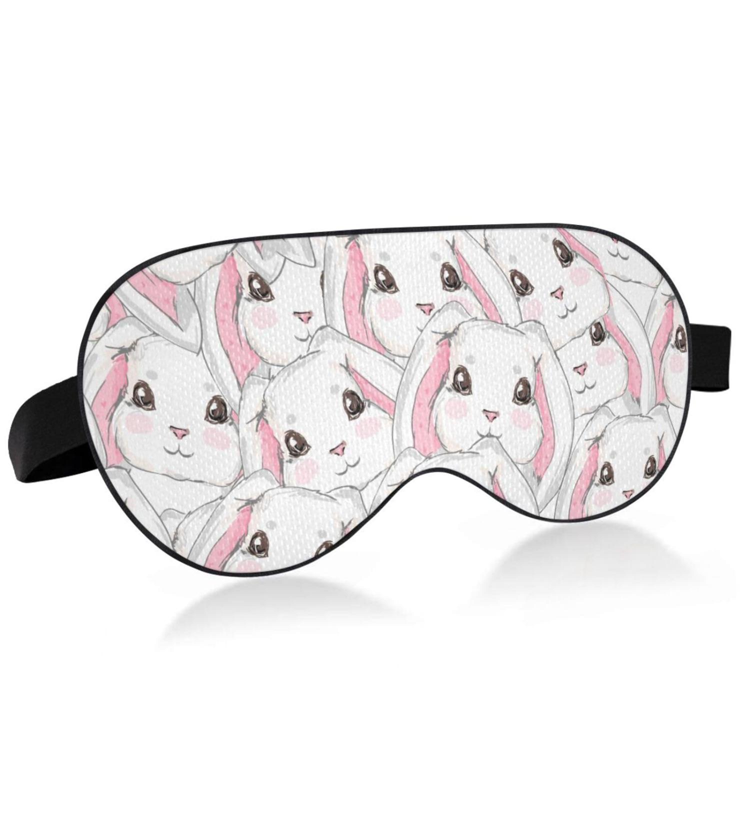 Haskirky Light Blocking Eye Mask - Adjustable Breathable Travel Mask for Men and Women - Ideal for Yoga, Meditation, Business Trips - Cute Rabbit Pattern - Buy Online on SooperMarket.com