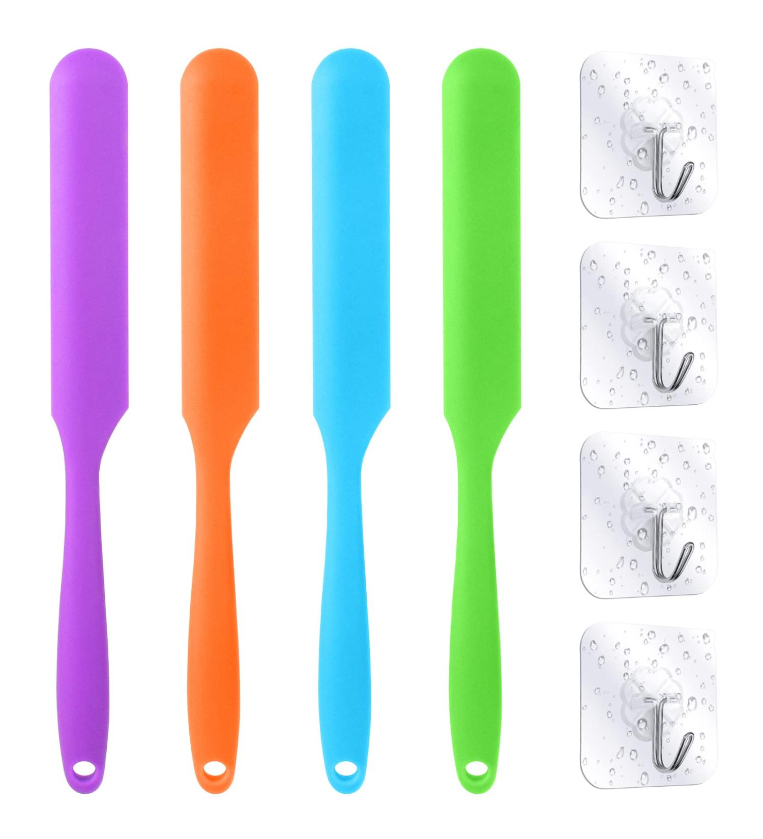 Bubuyun 8-Piece Non-Stick Wax Silicone Spatula Set | Reusable Hair Removal Applicators with Hooks | Ideal for Mixing & Scraping - Buy Online on SooperMarket.com