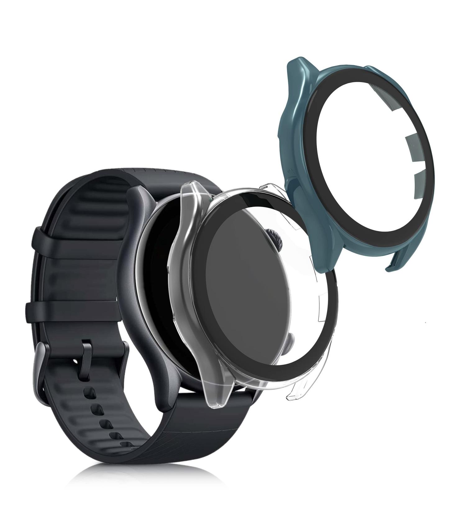 kwmobile Cover Set for Huami Amazfit GTR 3 / GTR 3 Pro - Tempered Glass and Plastic Frame - Green/Transparent - Buy Online on SooperMarket.com