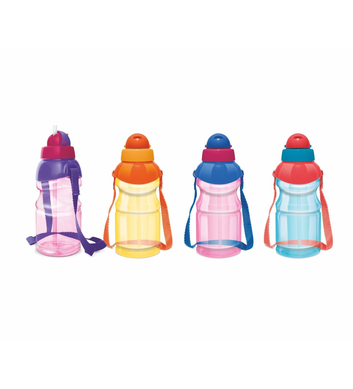 4-Pack Kids Water Bottles 13oz - Spill Proof Straw Sippy Cups with Flip Top Lid - Bulk Reusable & BPA-Free - Ideal for School, Trips, Daycares - Cute Toddler Design - Multi-color - Buy Online on SooperMarket.com